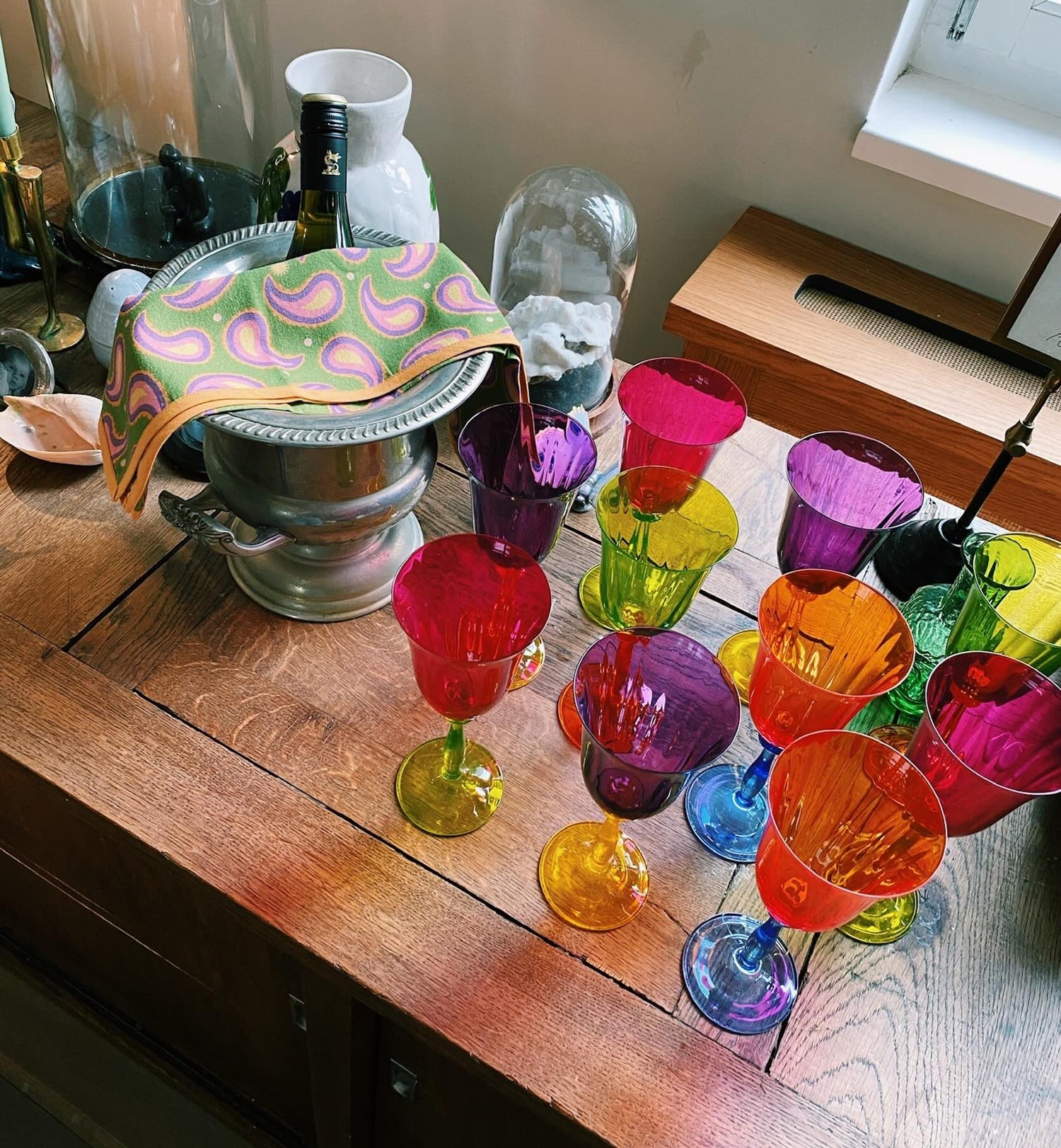 A&N Multicoloured Optic Wine Glass Set of 4