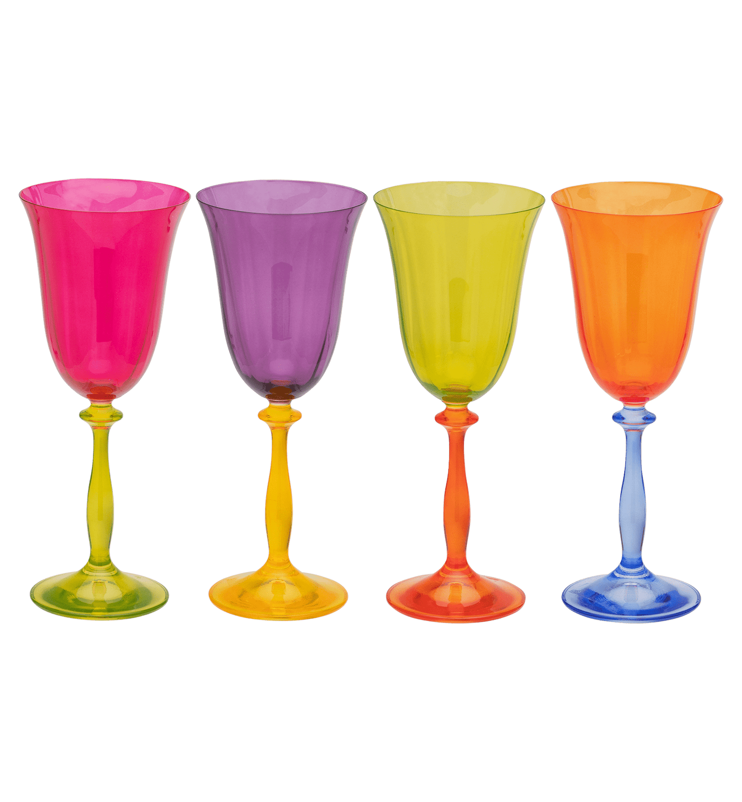 A&N Multicoloured Optic Wine Glass Set of 4