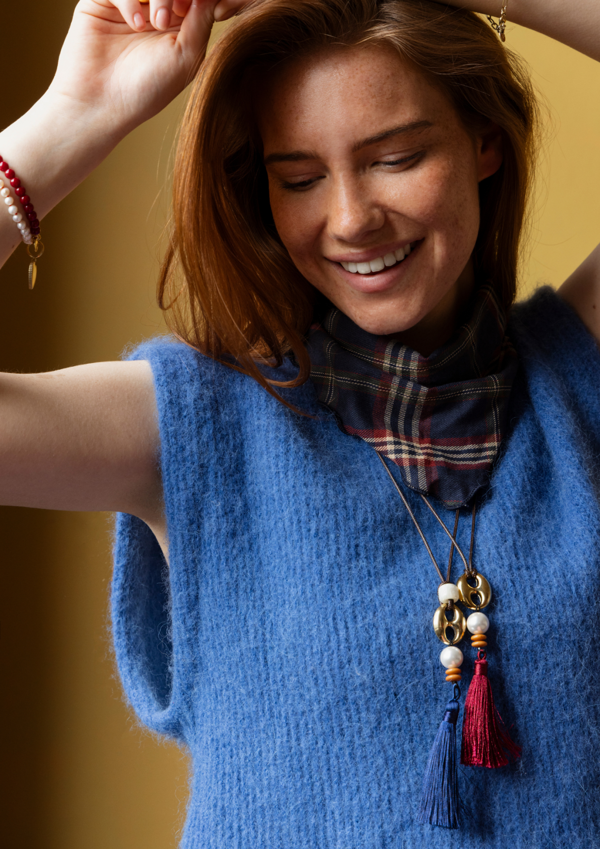 BS Tassel Red Cord Necklace