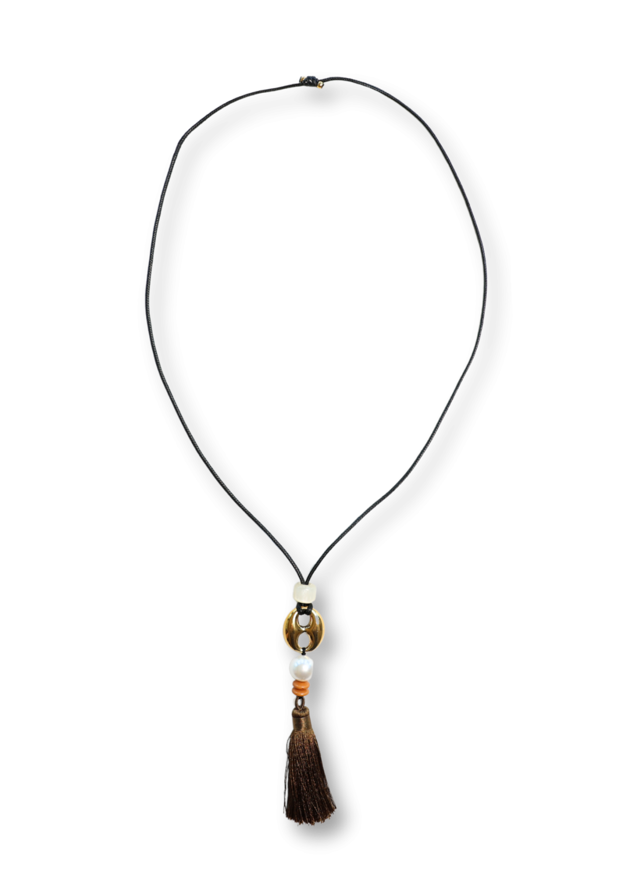 BS Tassel Brown Cord Necklace