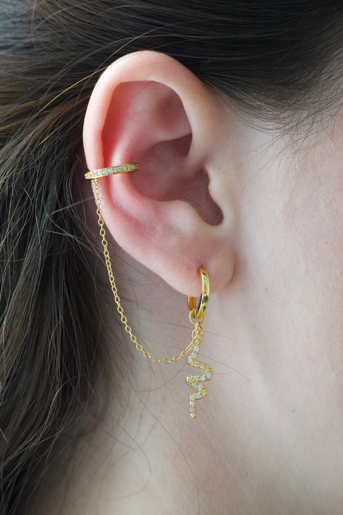 Diamond Snake Earcuff Earring