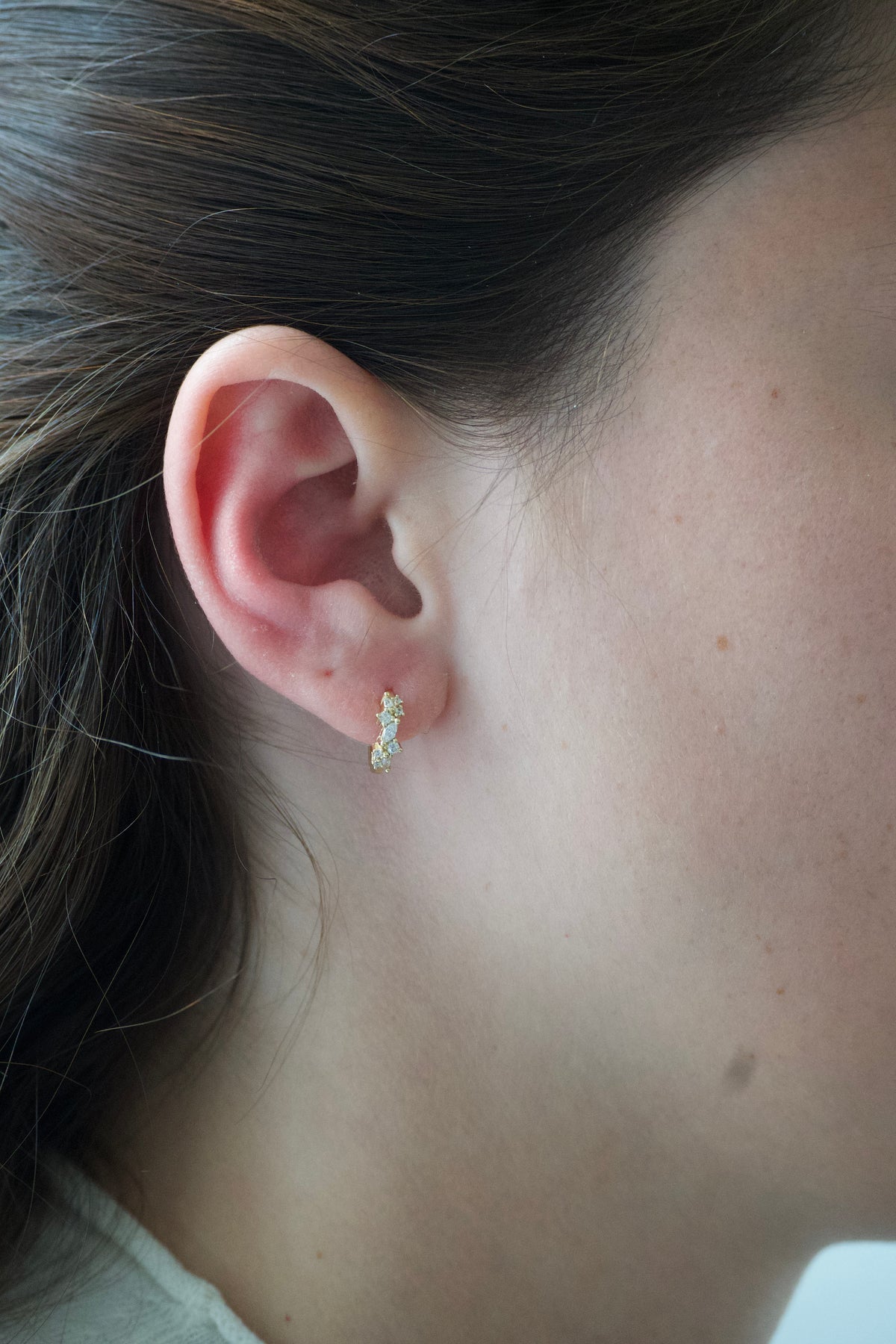 Sarah Diamond Hoop Earring Goud/Zilver