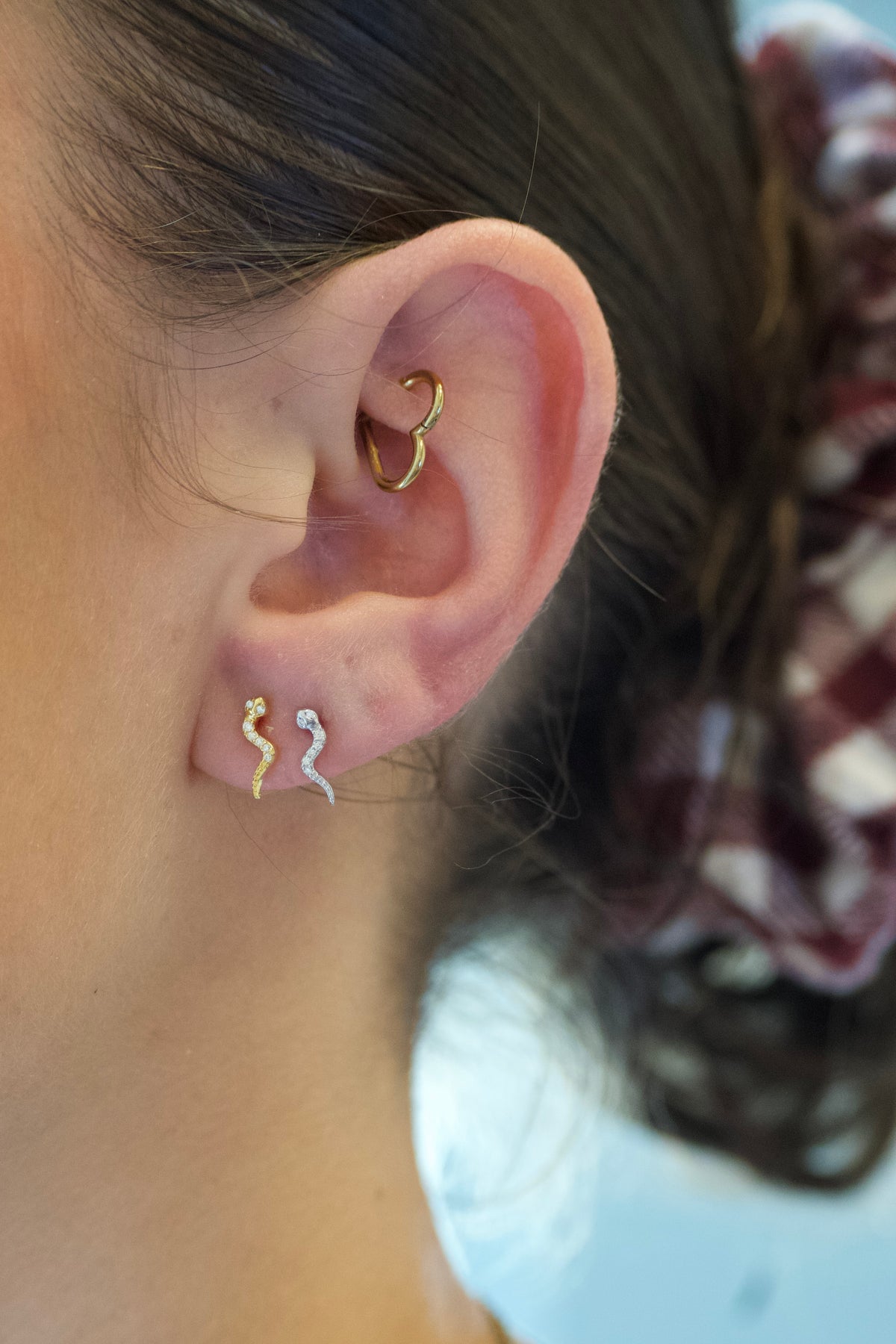 Little Diamond Snake Earring-Goud/Zilver