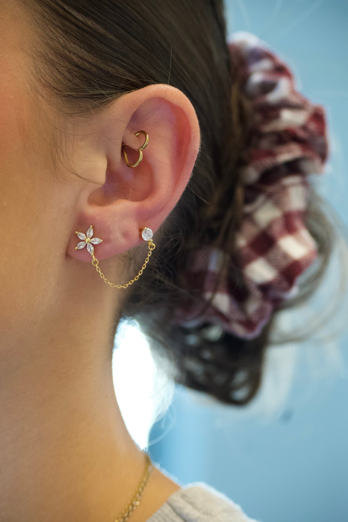 Poppy Flower Chain Earring