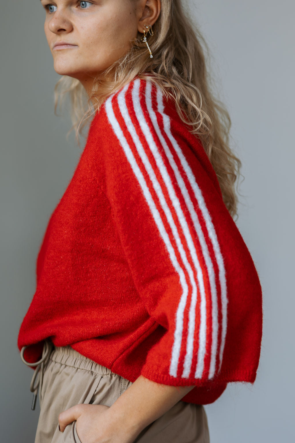 Ruby Ribbed Sweater Red