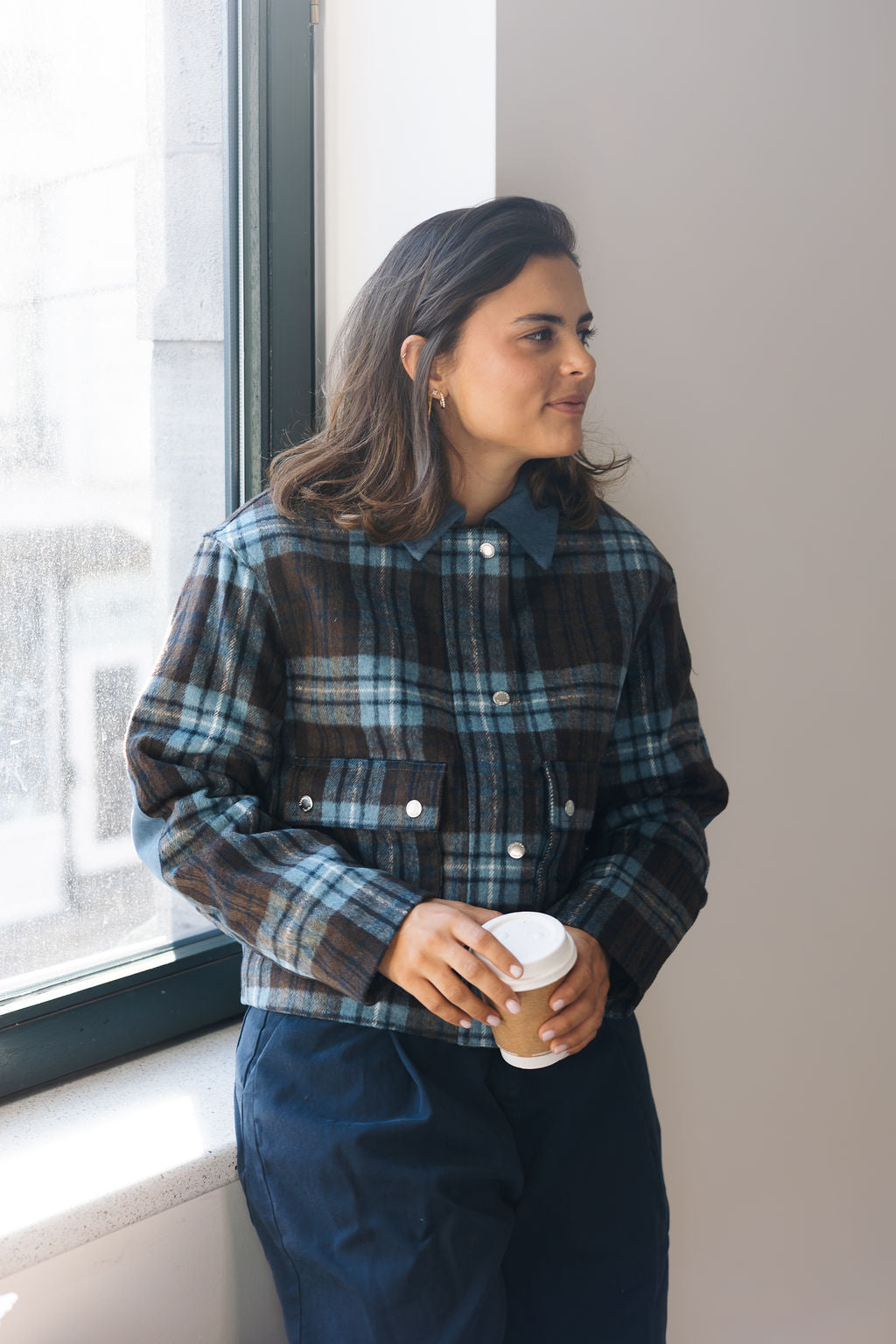 CR Malou Brushed Check Coach Jacket