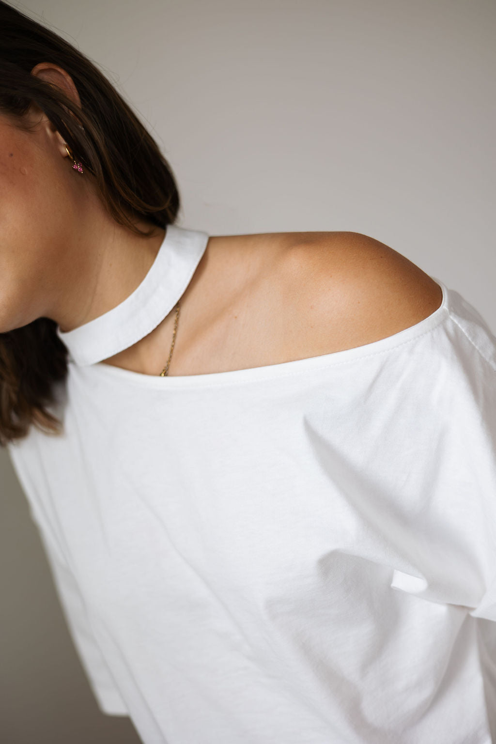 Noémie One Shoulder T-Shirt White