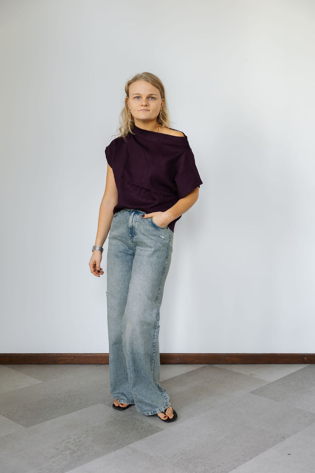 Lucy Off Shoulder Top Bordeaux