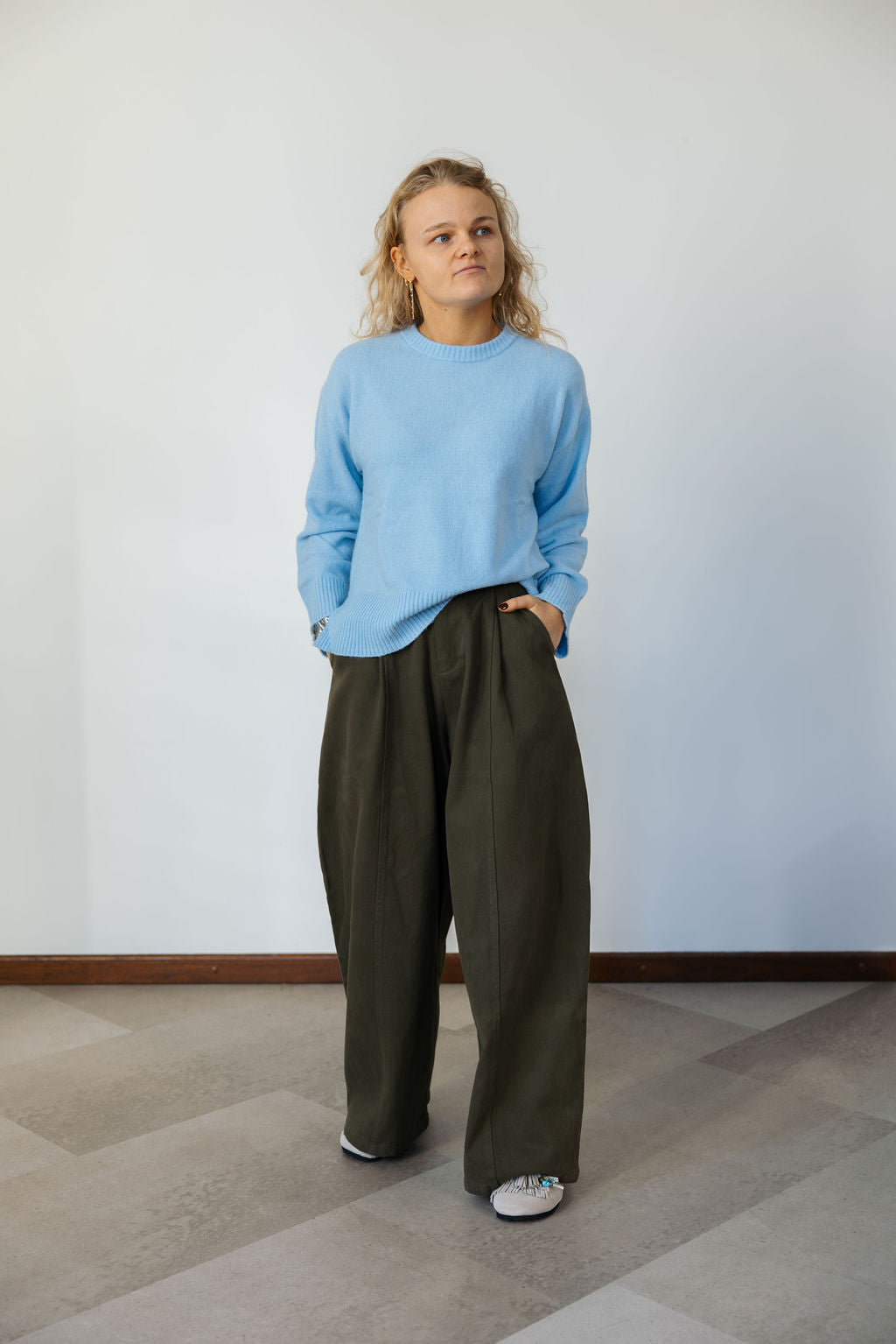 Nova Wide-Leg Trousers Kaki