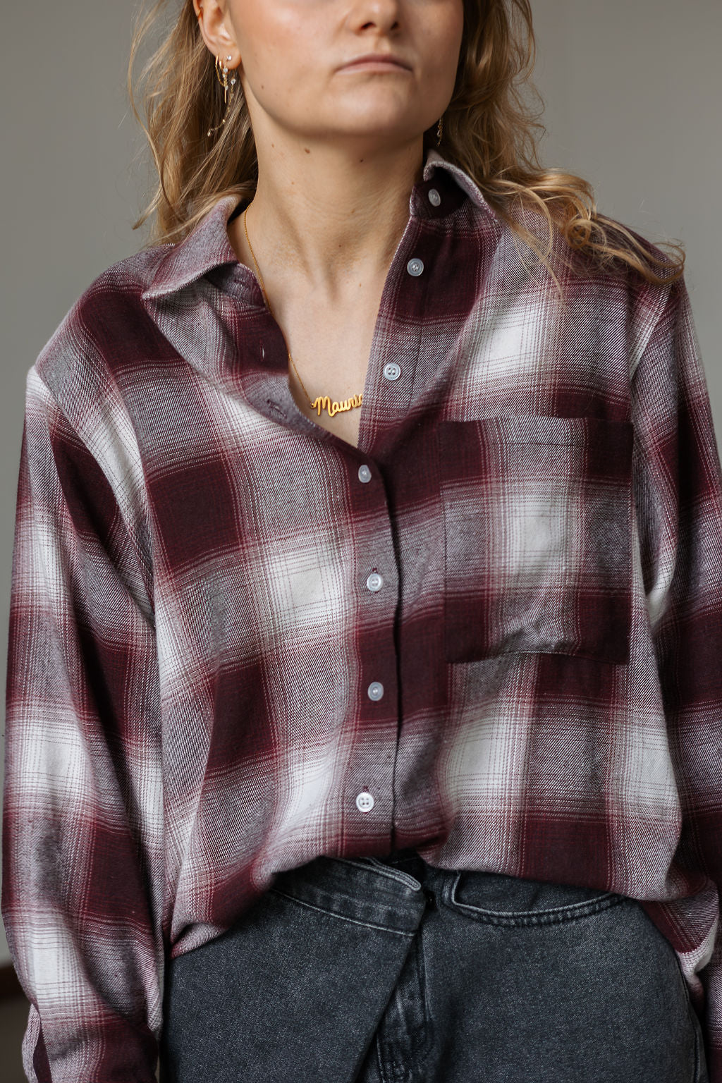 REFINED Woven Checked Blouse Lolay - Check