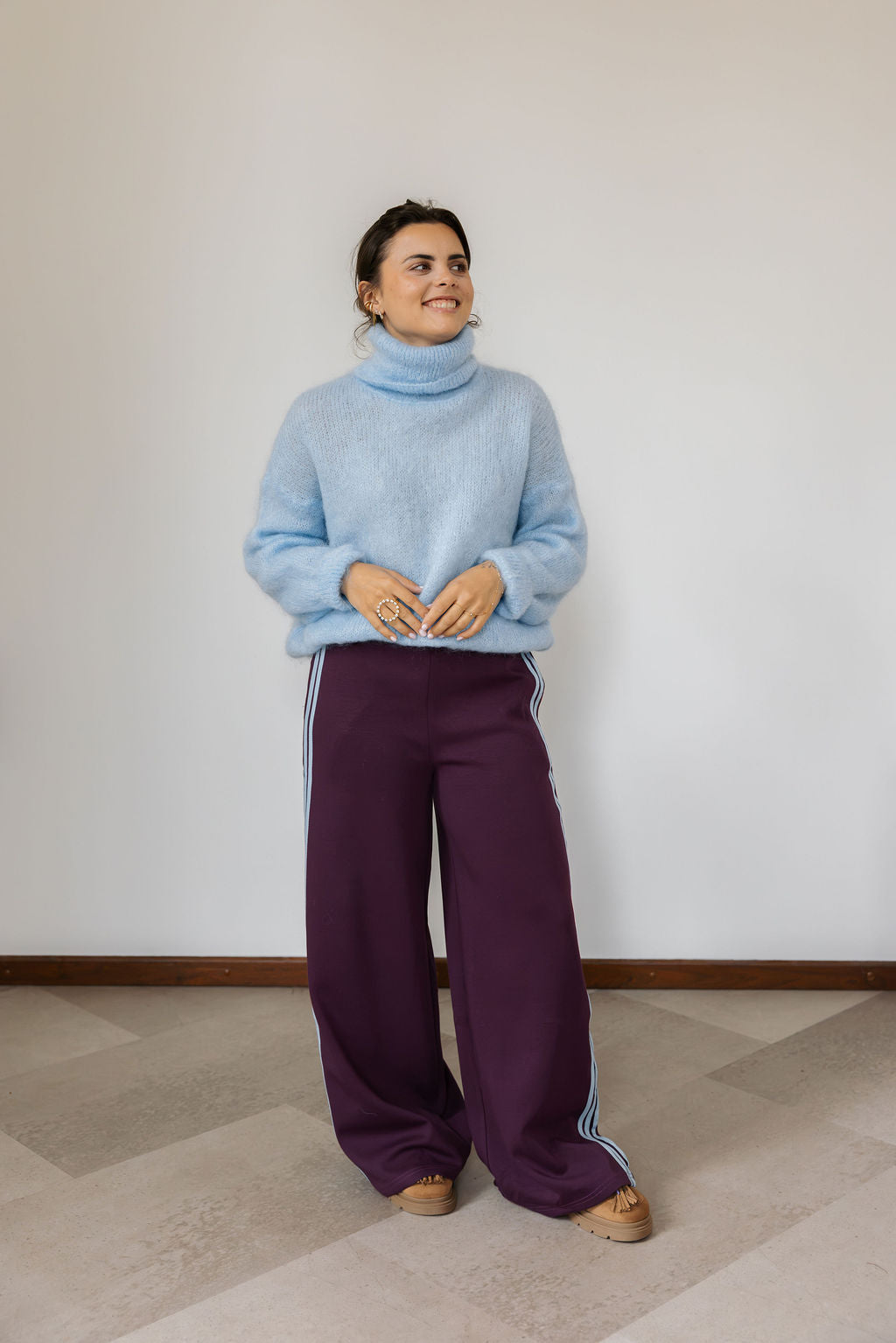 REFINED Knitted Sport Pants Dolce - Plum