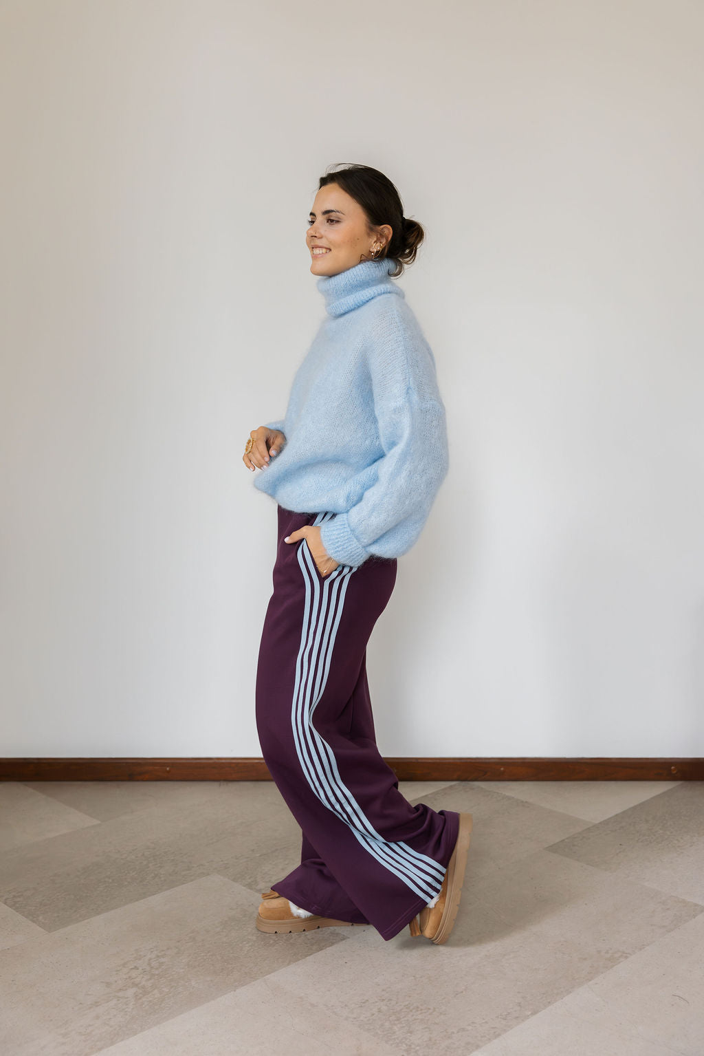 REFINED Knitted Sport Pants Dolce - Plum