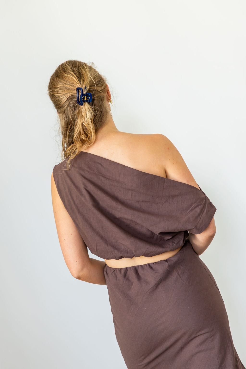 Addison One Shoulder Top Brown