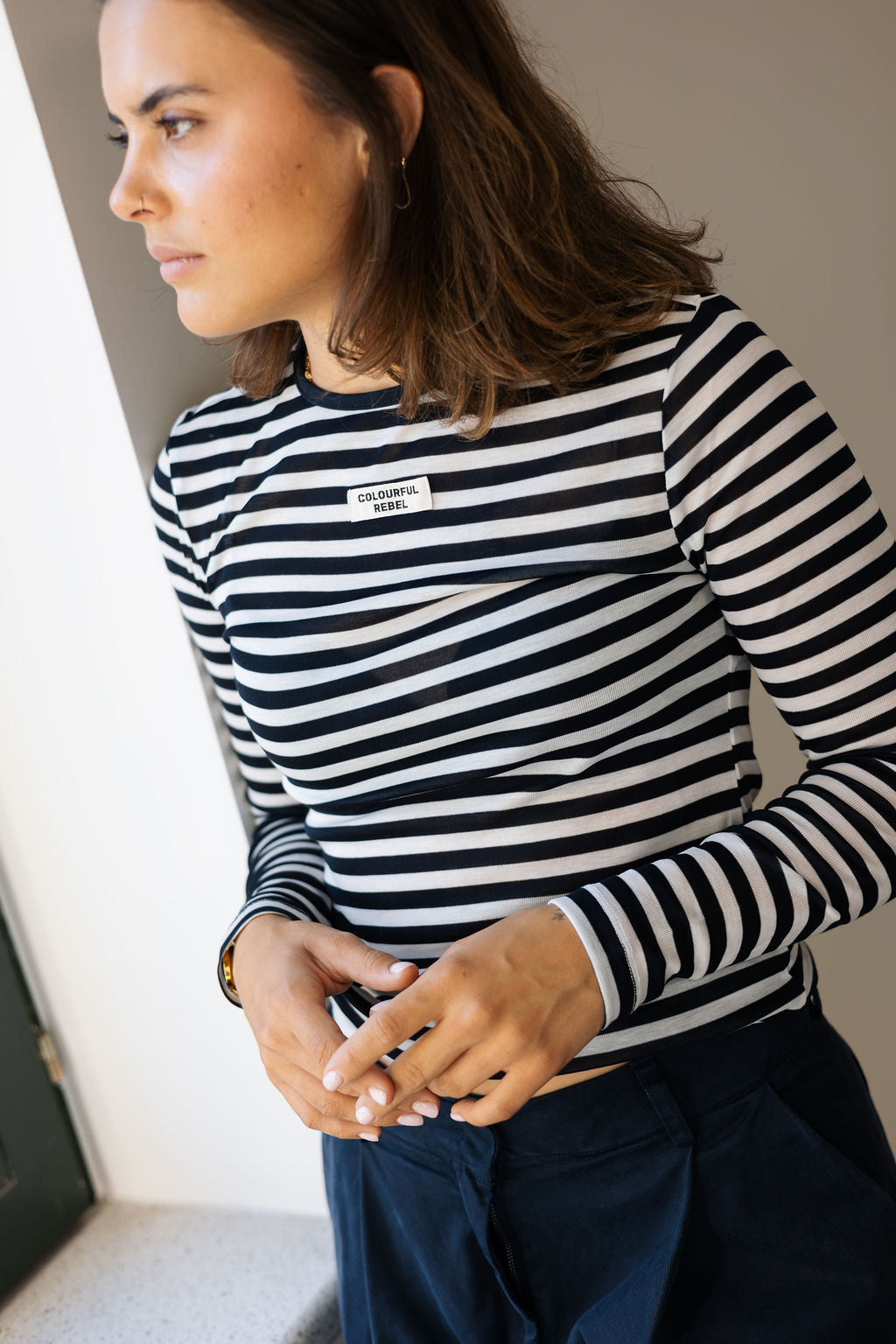 CR Juna Stripe Roundneck Top Navy