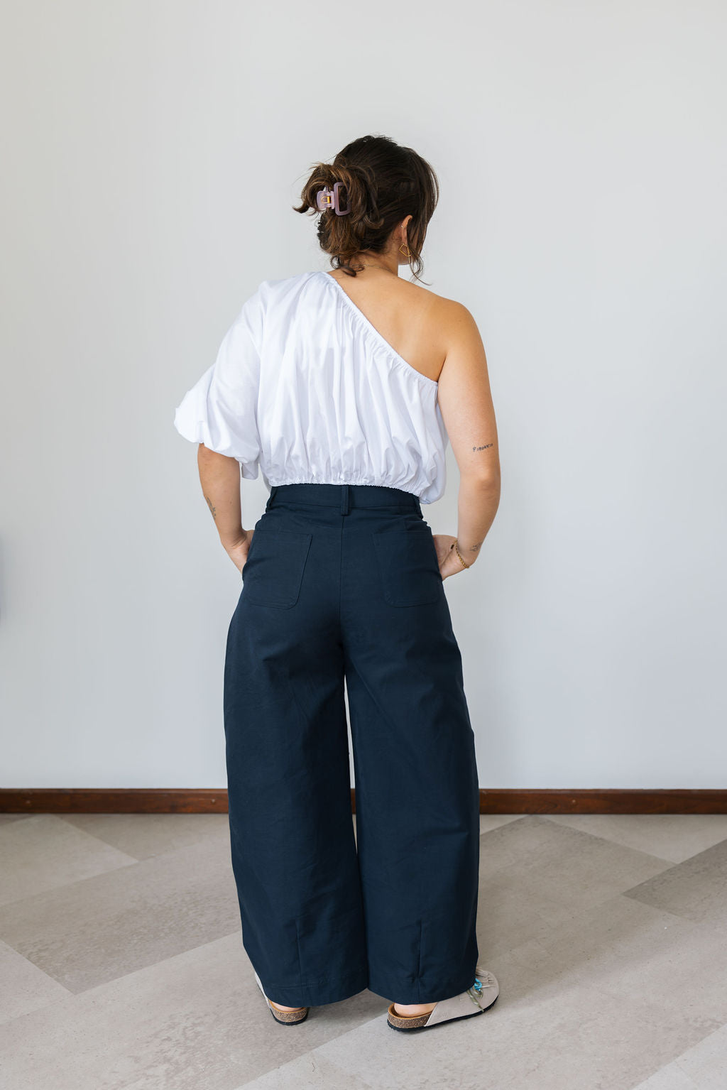 Jade One Shoulder Blouse White