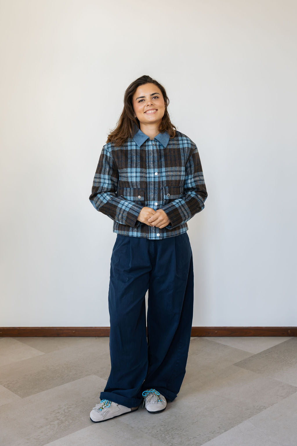 CR Malou Brushed Check Coach Jacket