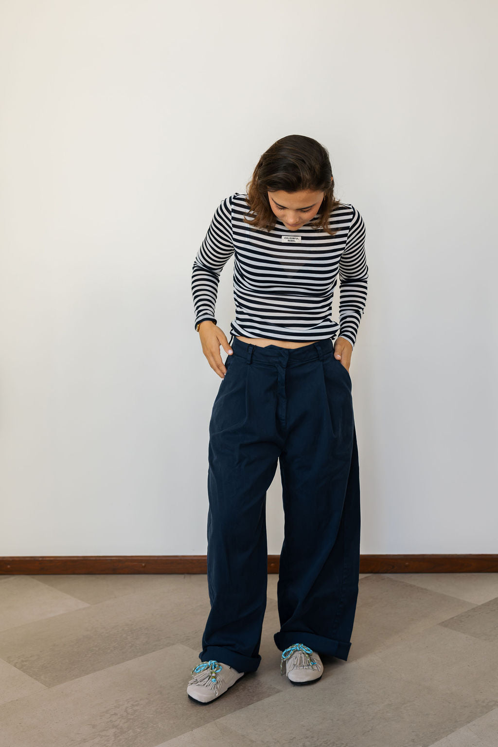 Imprevu Pantalon Rio Lyocell-Blue/Brown