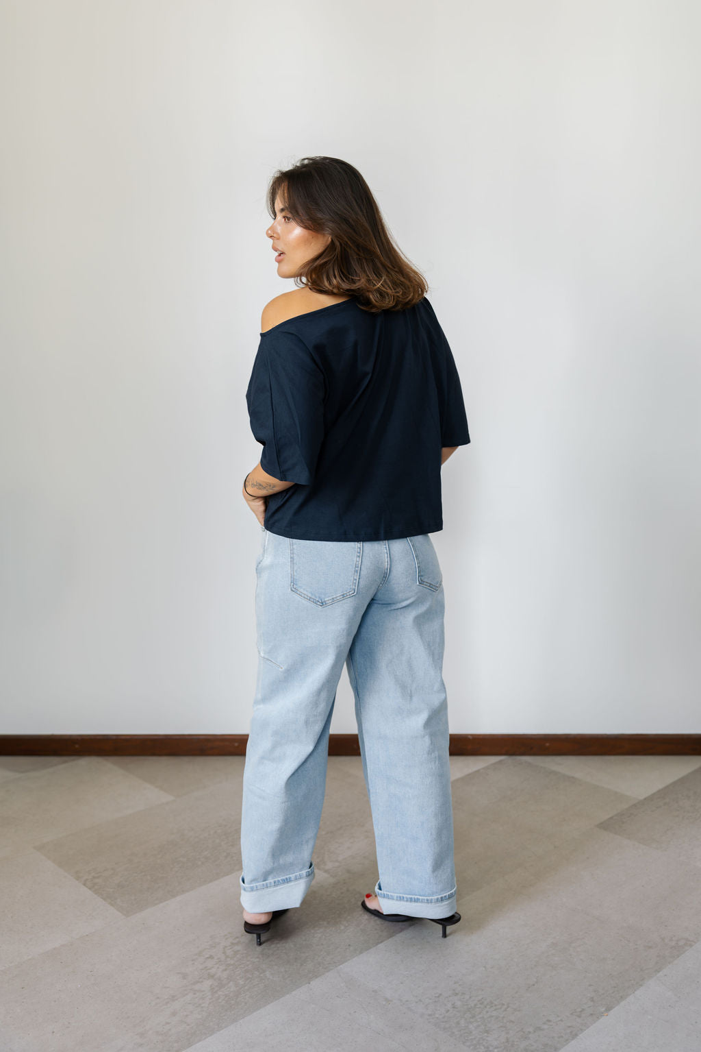 Noémie One Shoulder T-Shirt Blue Marine