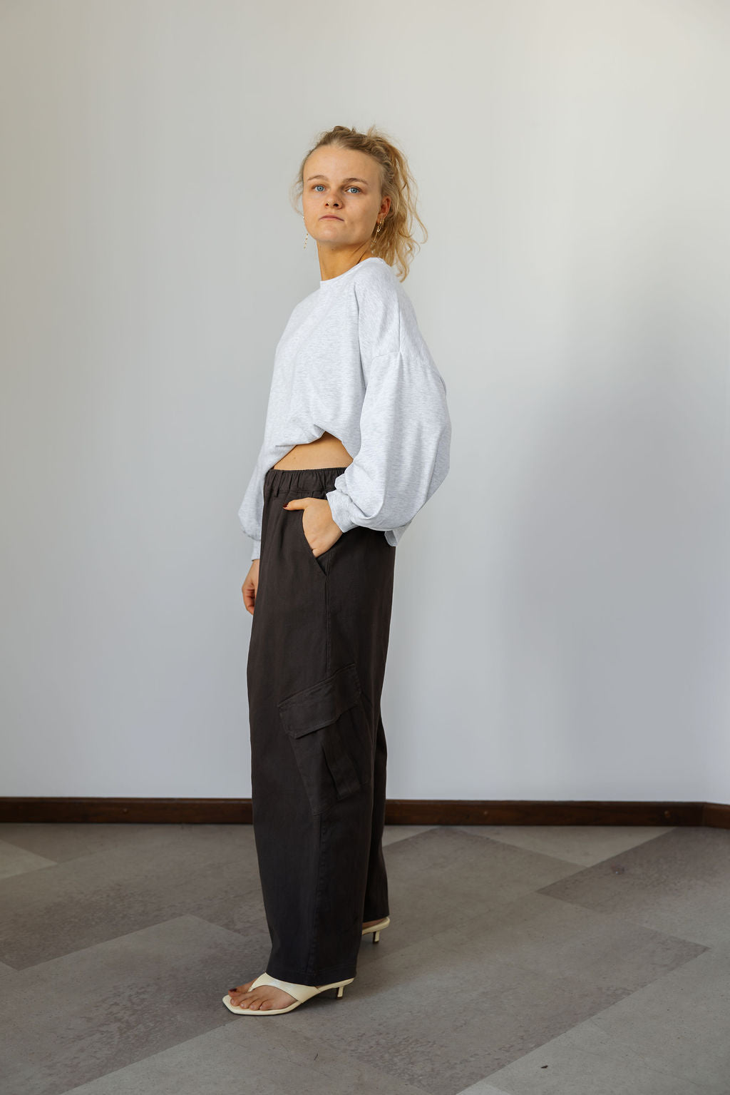 Nora Cross-Back Top Light Grey