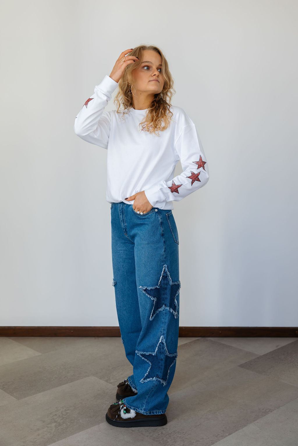 CR Zadie Star Studded Wide Leg Jeans