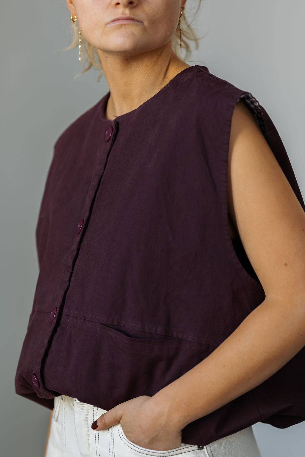 Freya Pocket Vest Bordeaux