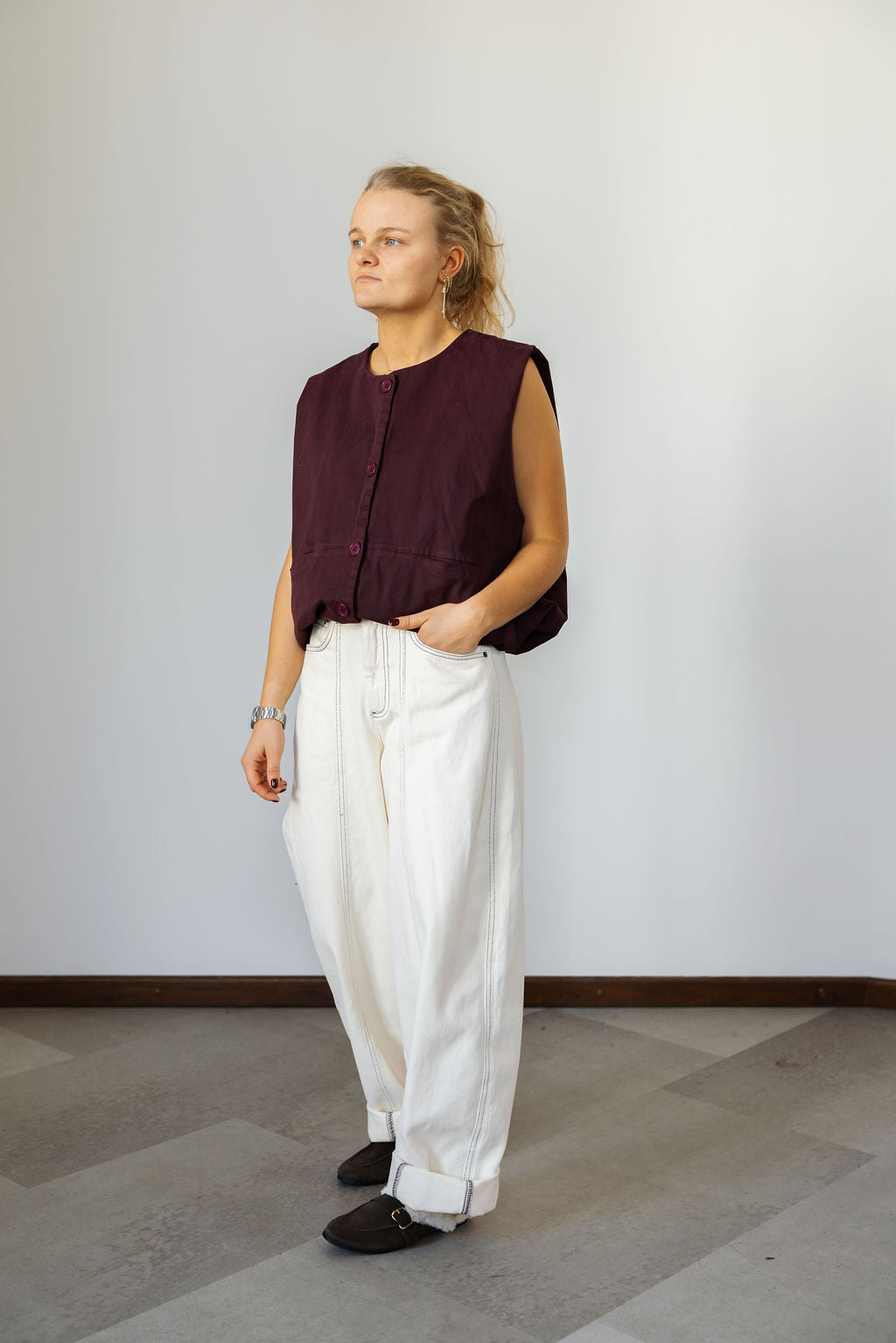 Freya Pocket Vest Bordeaux