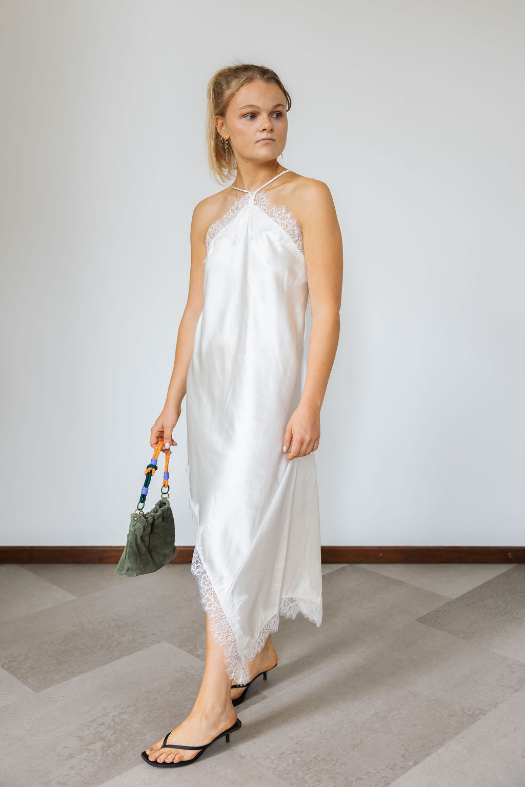 Aria Satin Dress Ecru