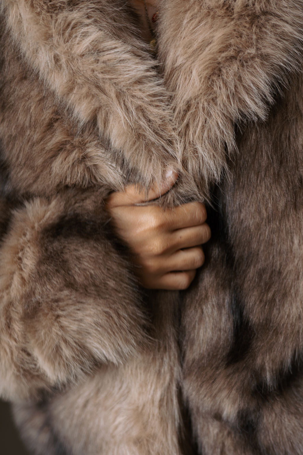 REFINED Woven Faux Fur Jacket Luka - Brown