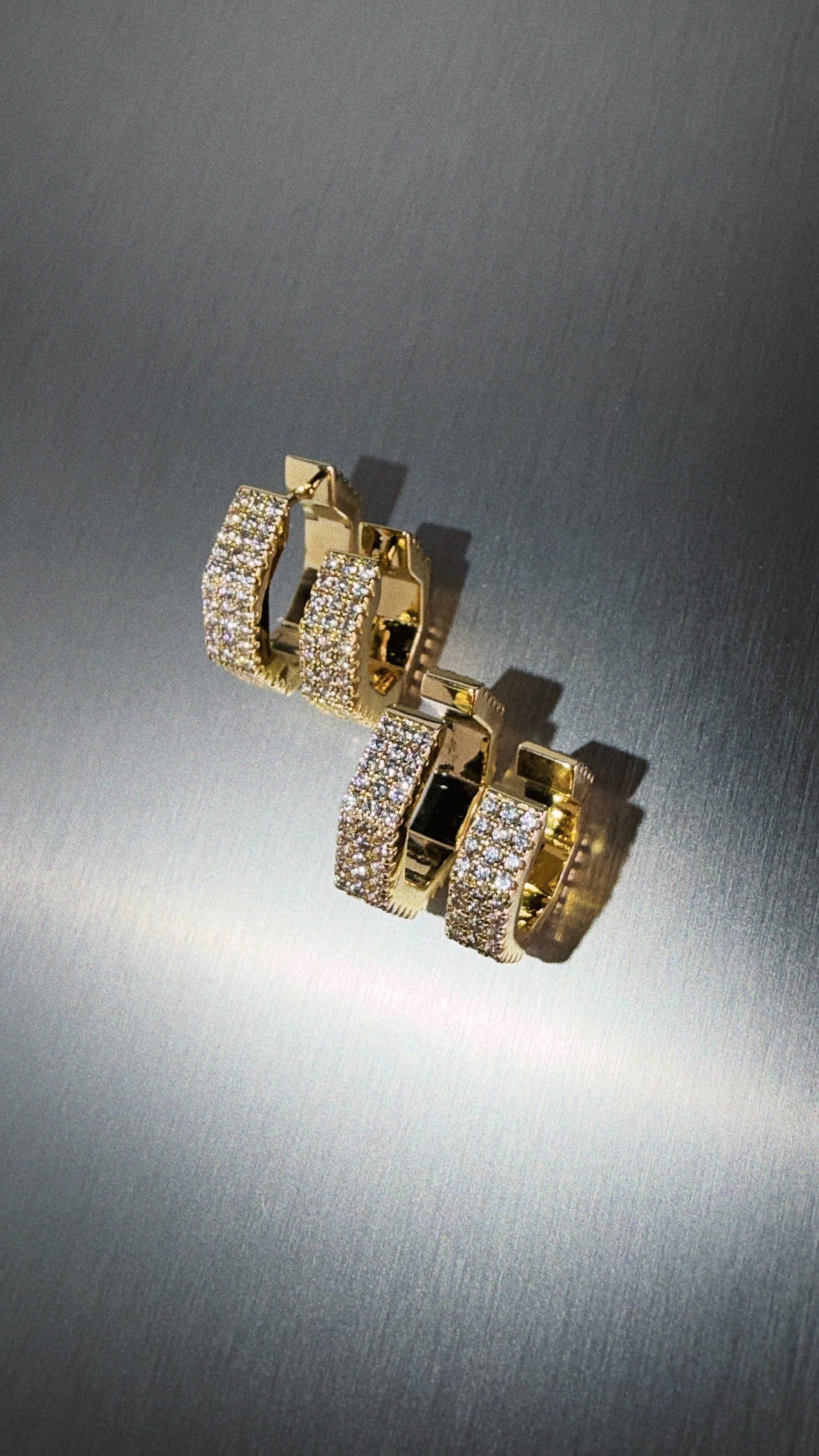 BA Edge Large Diamond Earring-Goud/Zilver