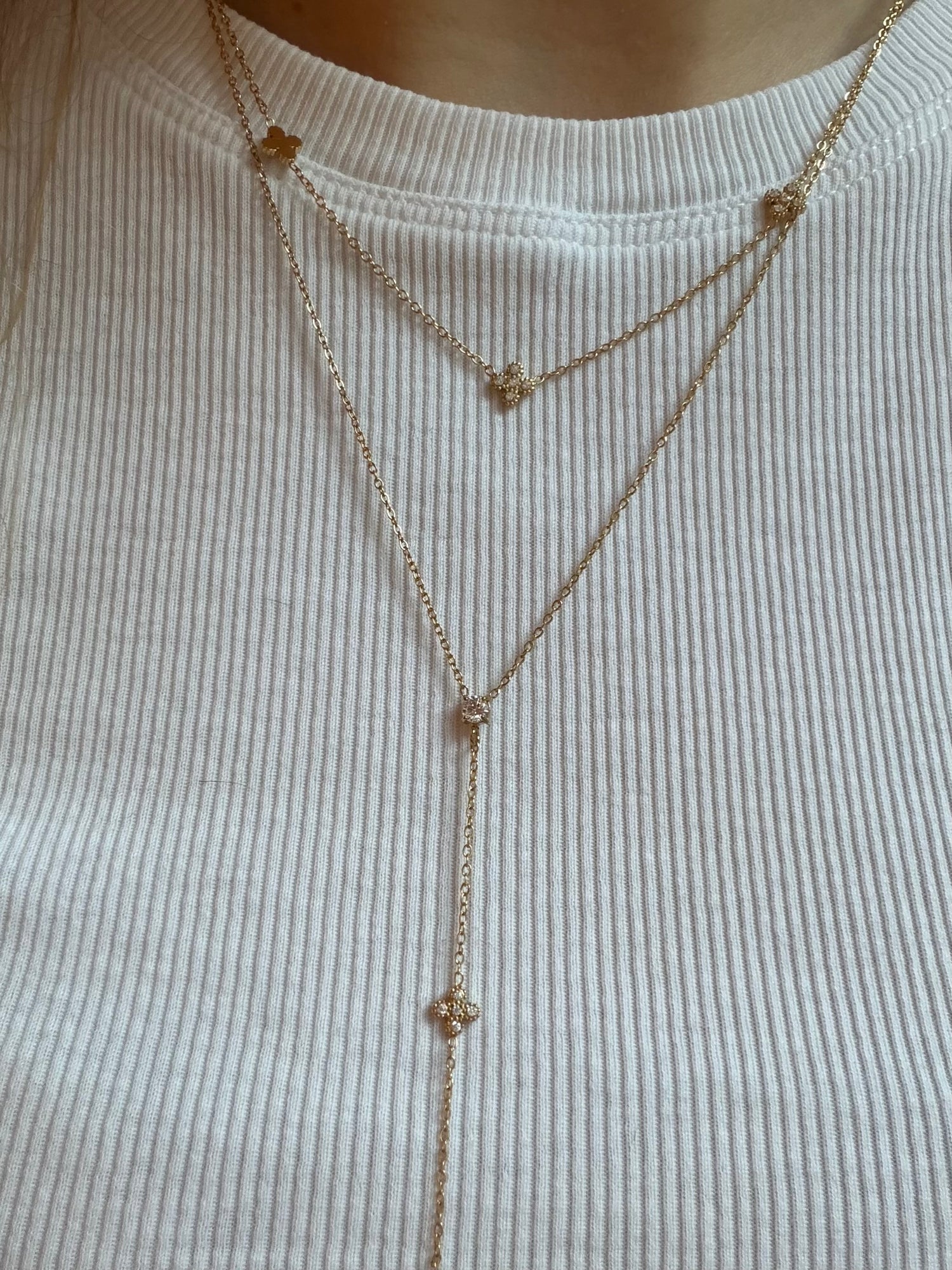 Diamond Clover Y-Necklace