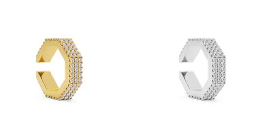 BA Edge Large Diamond Earcuff-Goud/Zilver