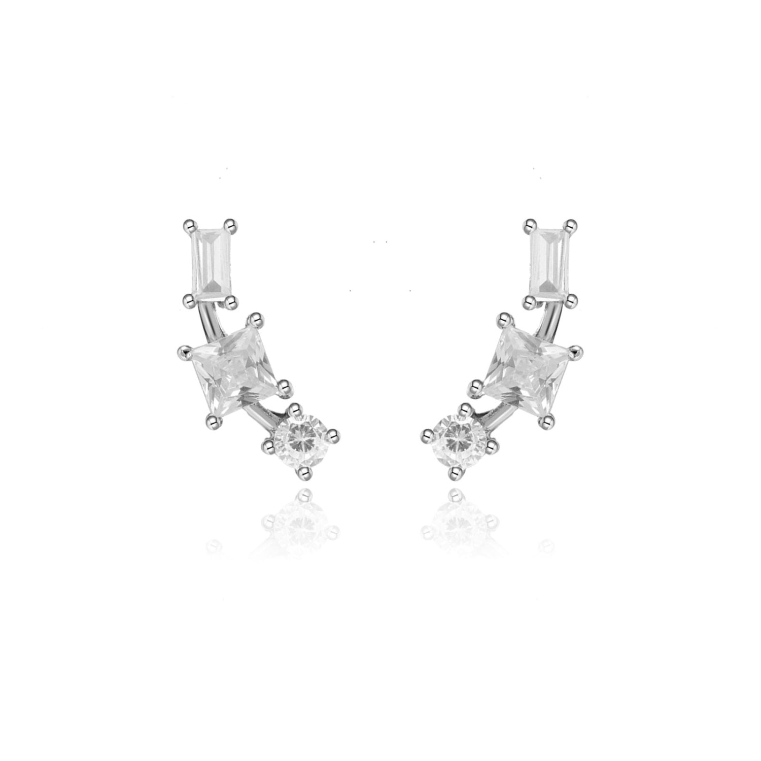 Lola Tripple Diamond Earring-Goud/Zilver/Groen