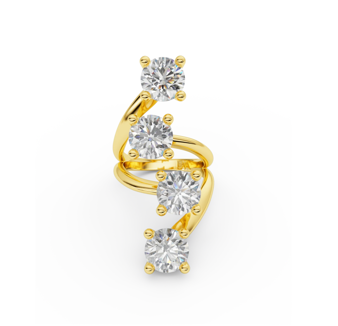 Quatro Diamond Ring-Goud/Zilver