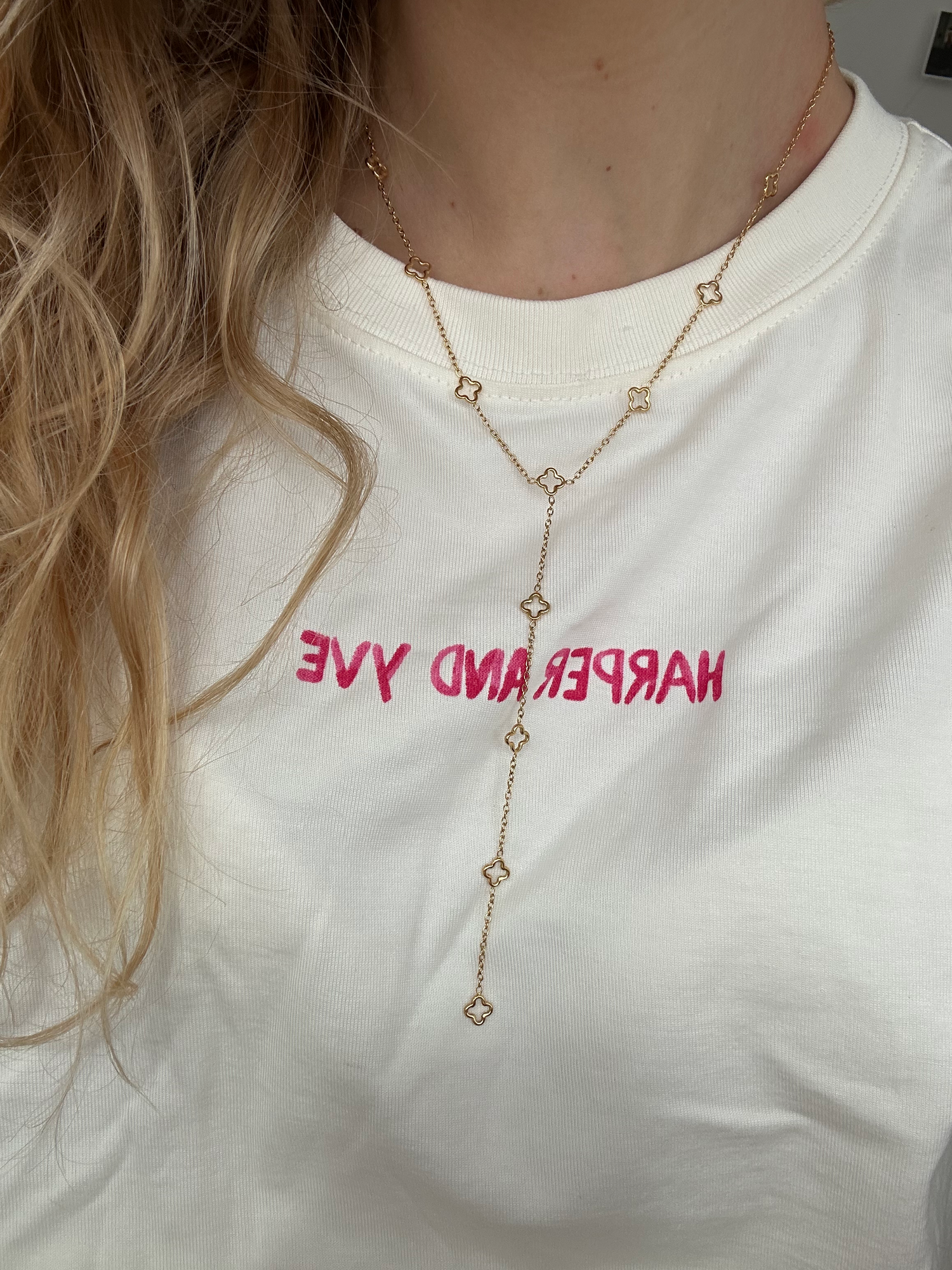 Clover Y Necklace-Goud/Zilver
