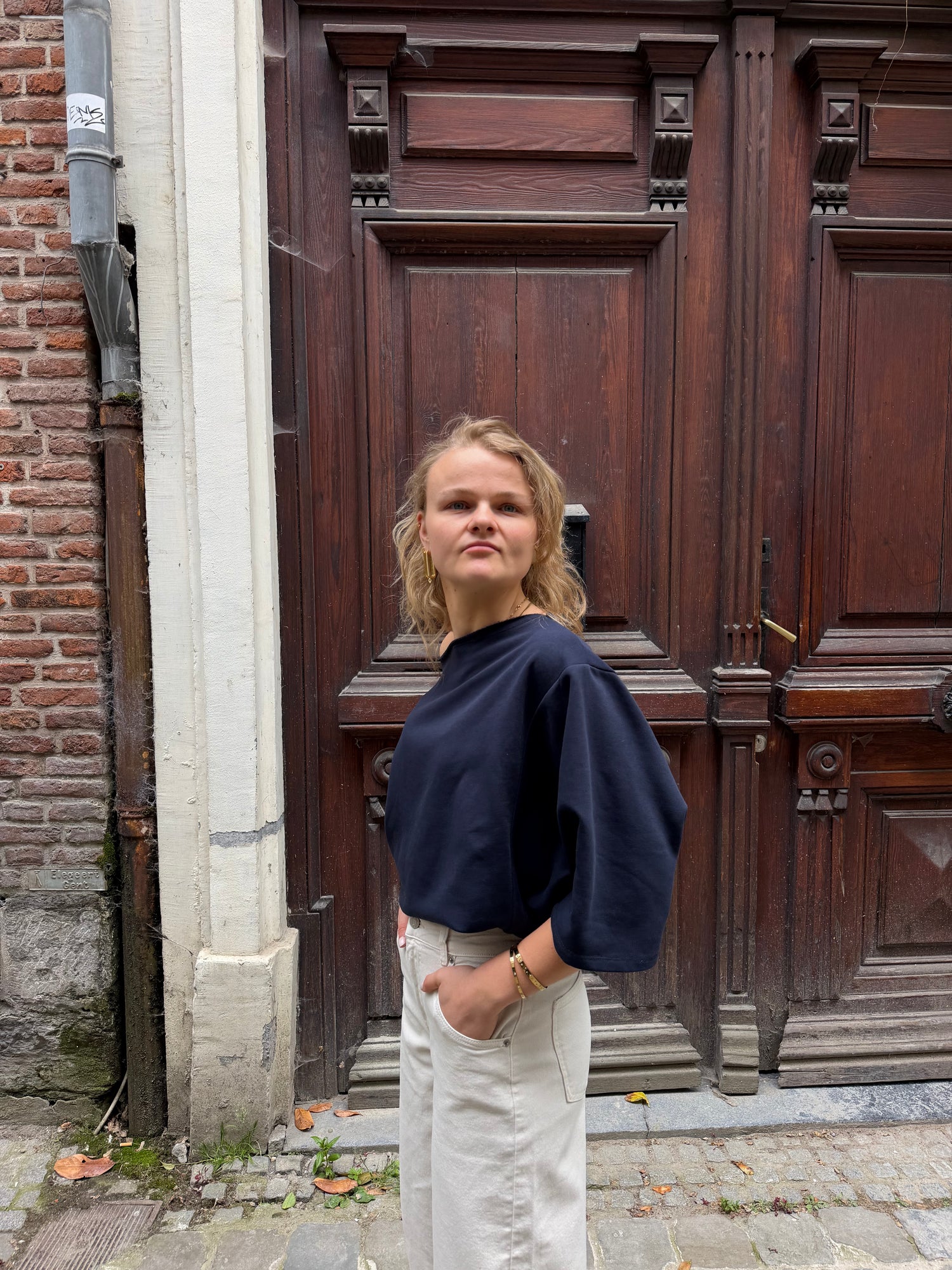 Zoey One Shoulder Top Marine Blue