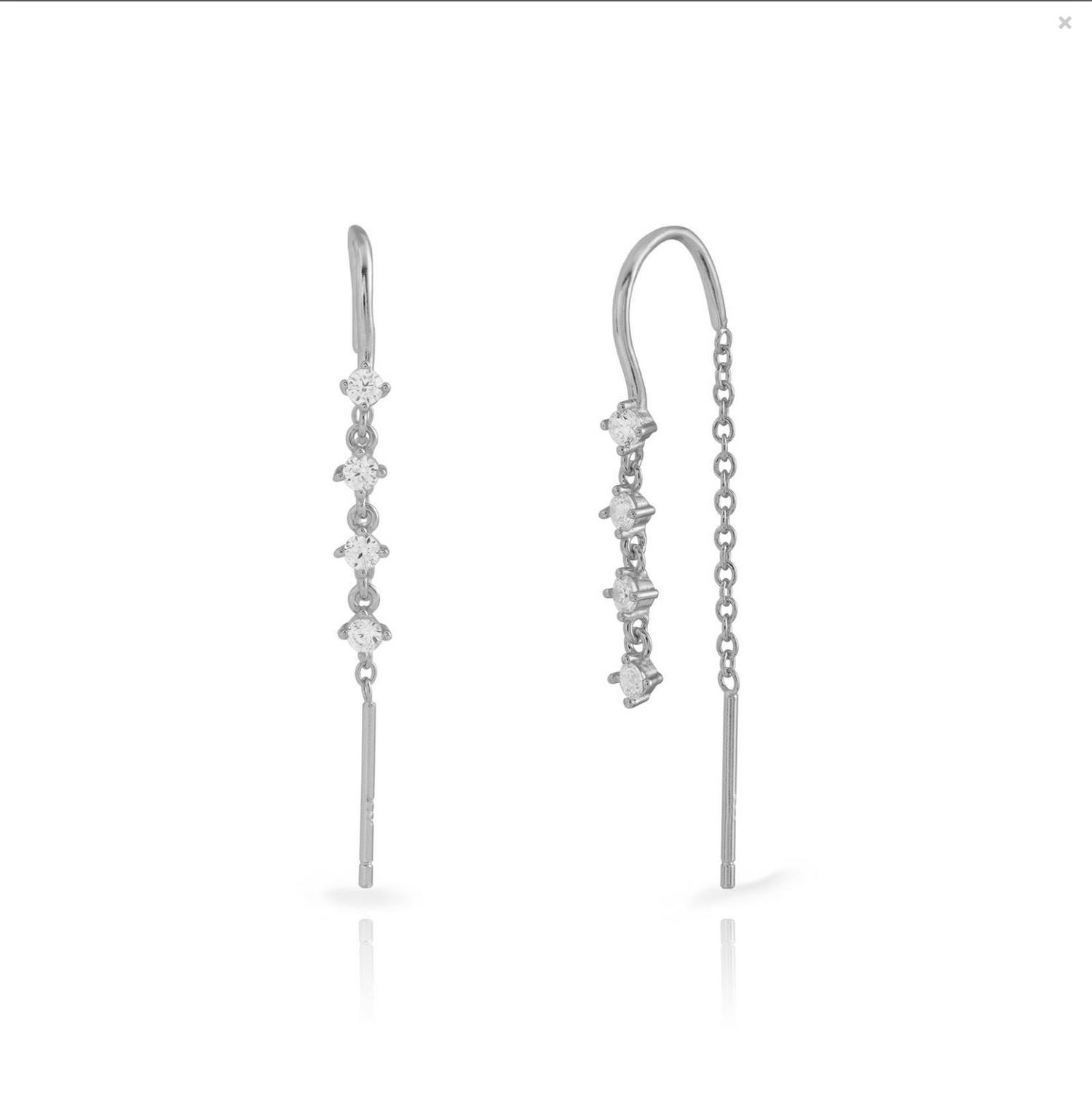 Four Falling Diamond Chain Earring-Goud/Zilver