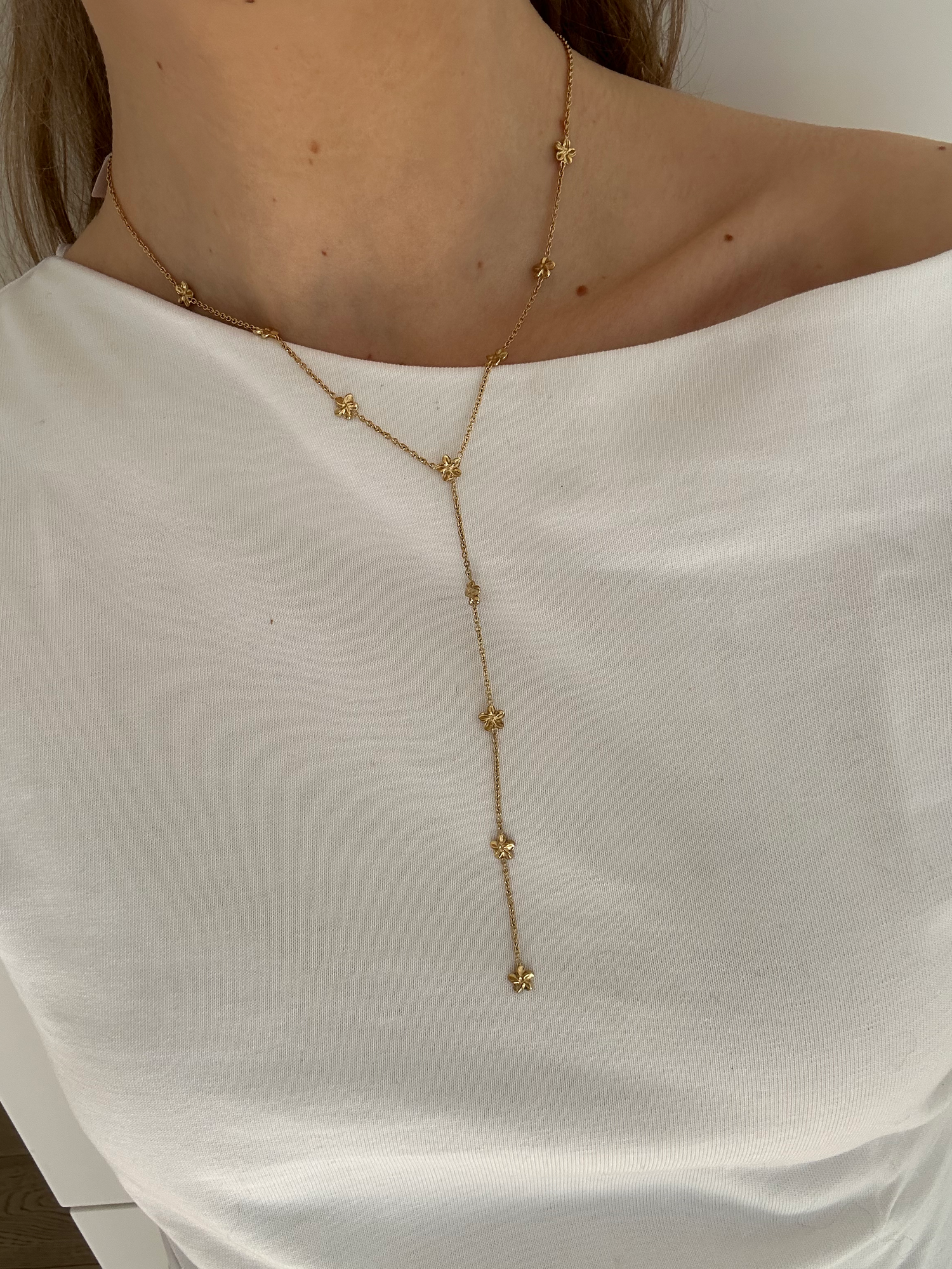 Little Golden Flower Y-Necklace