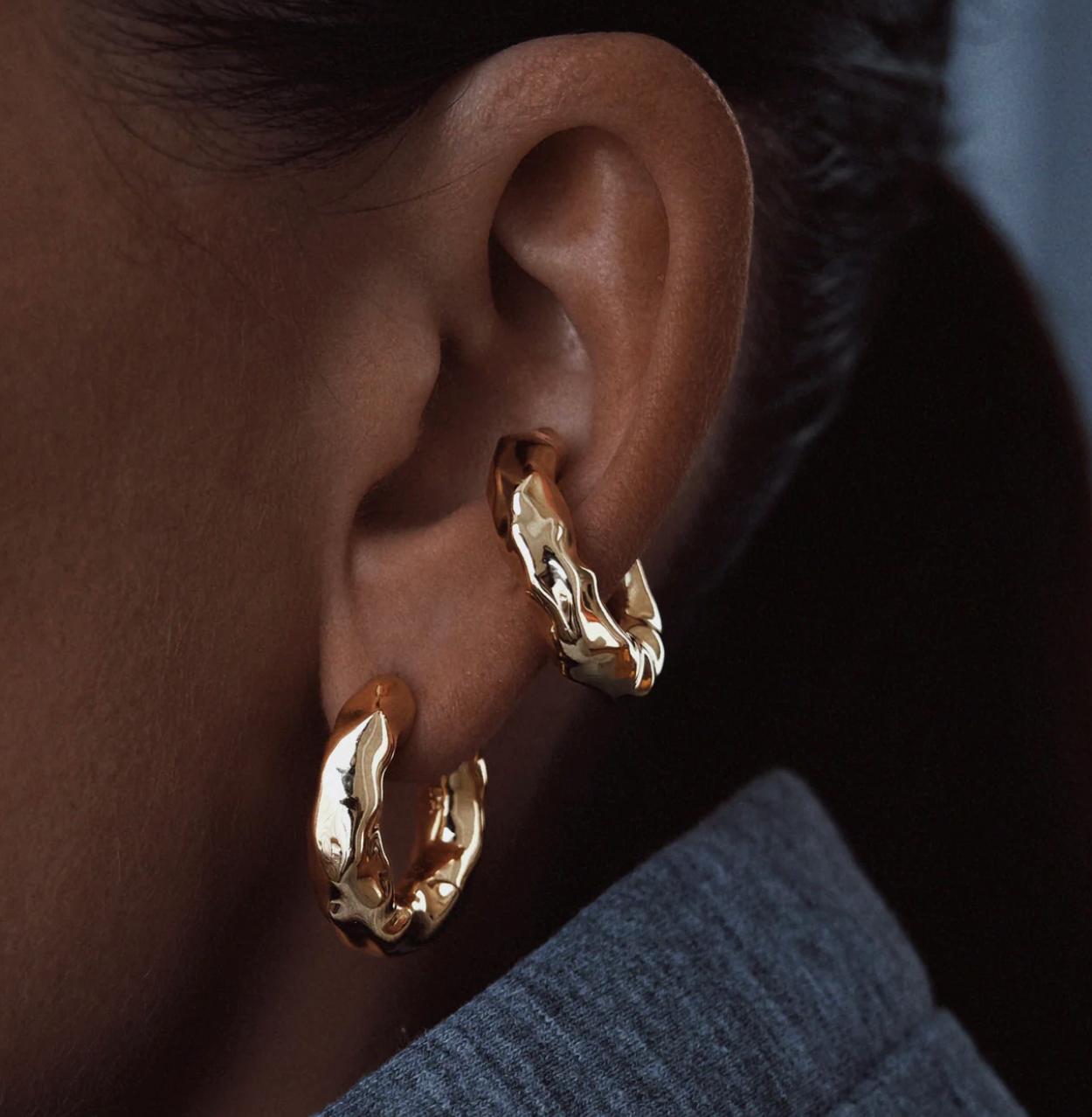 Molten Chunky Kos Earcuff-Goud/Zilver
