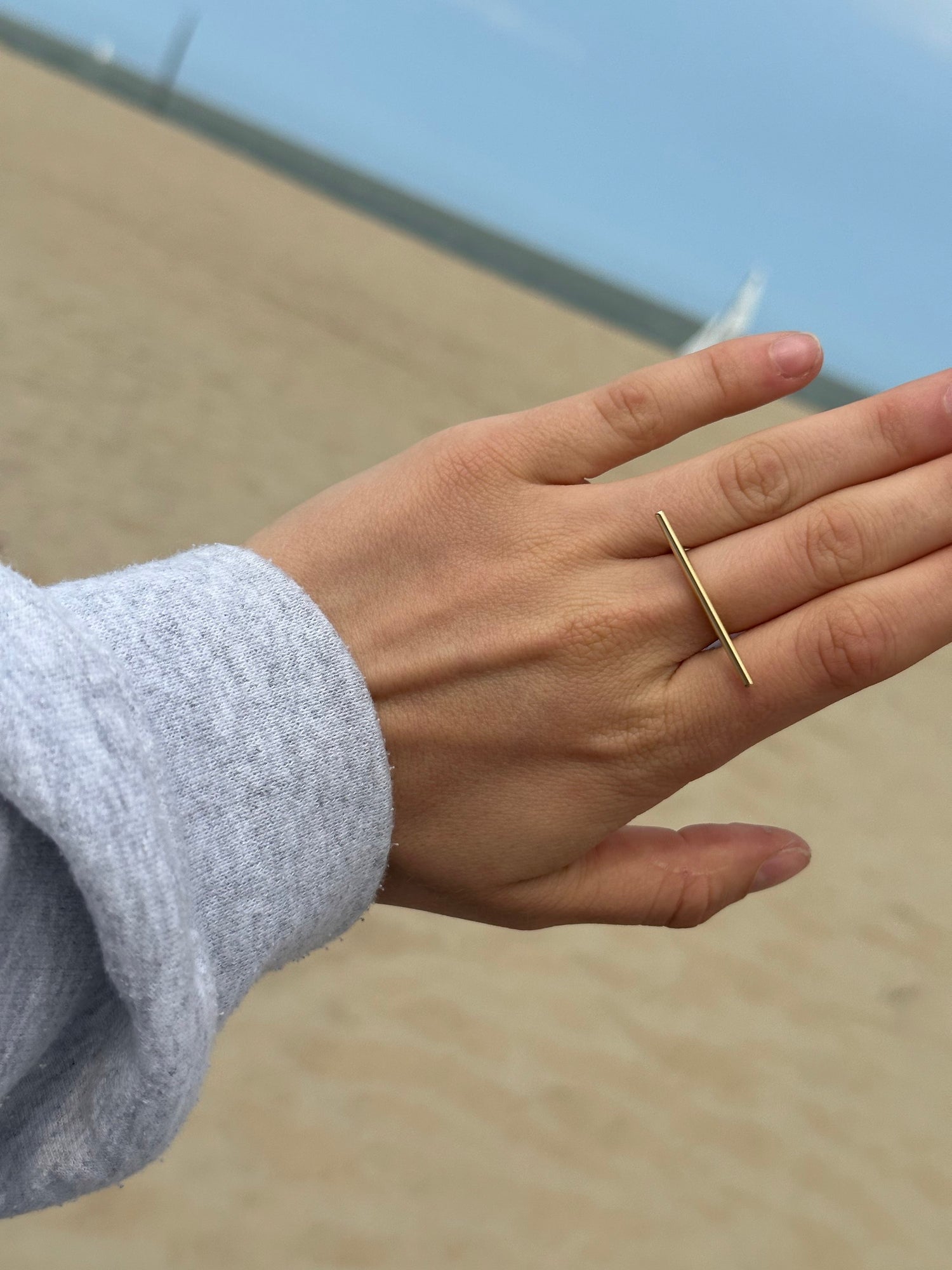 Maeve Fine Bar Ring-Goud/Zilver