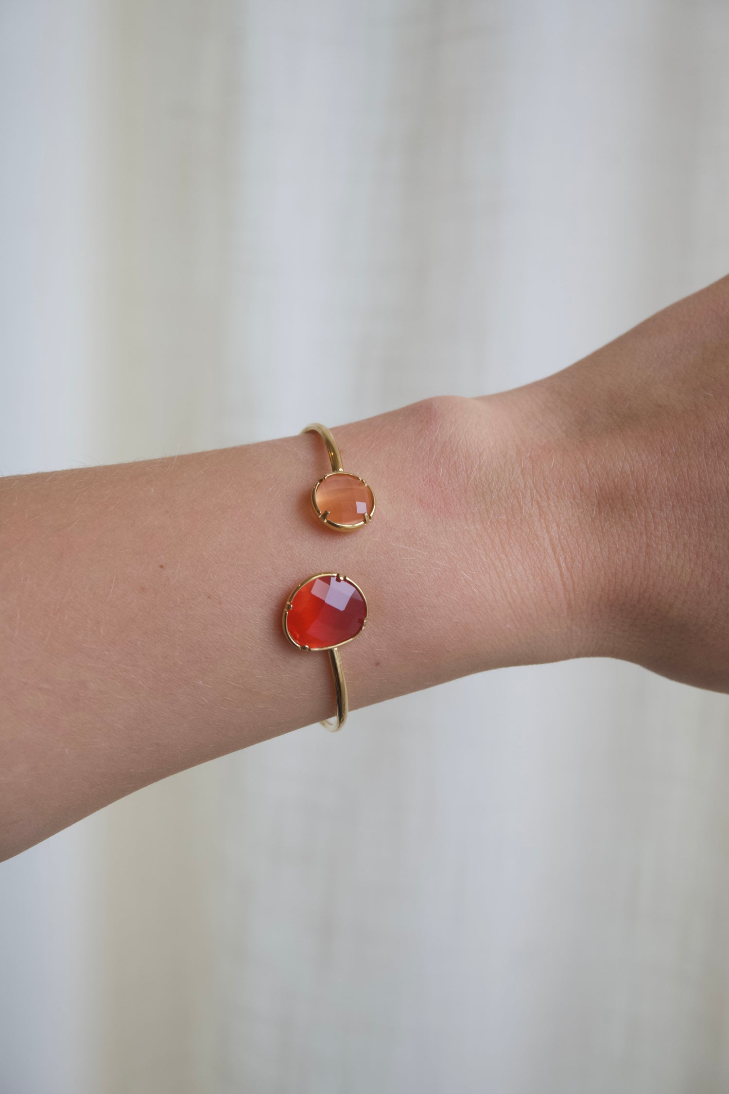 Isa Two Stones Bracelet-Peach