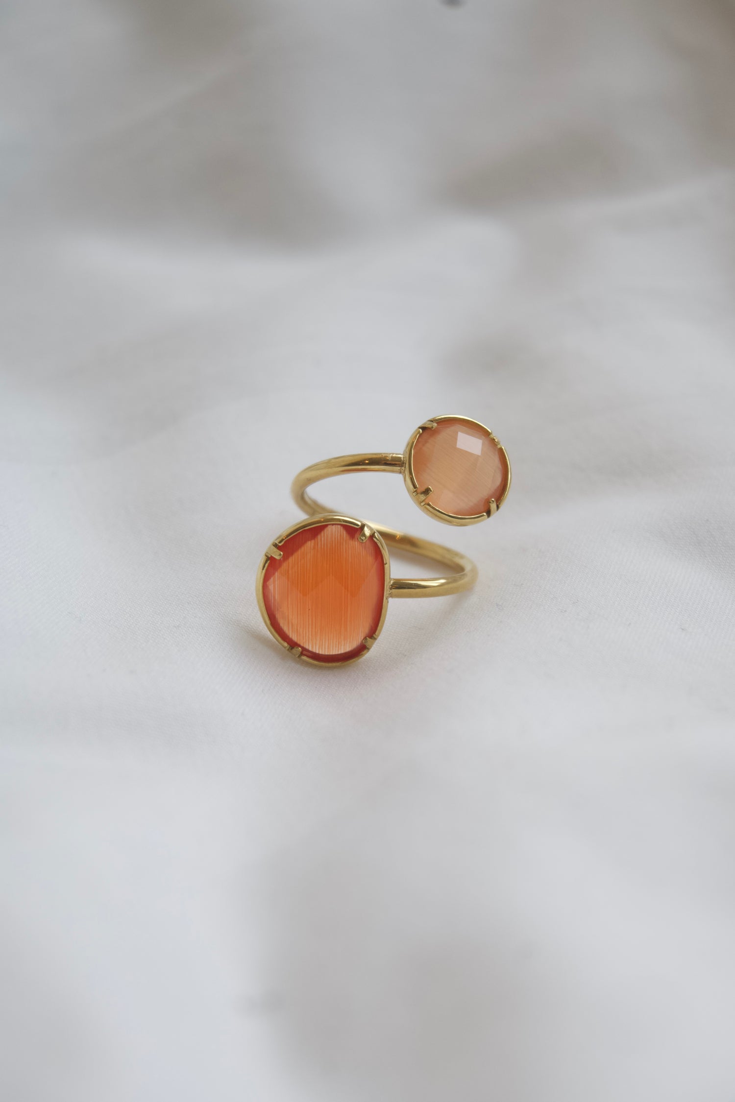 Isa Two Stones Ring-Peach