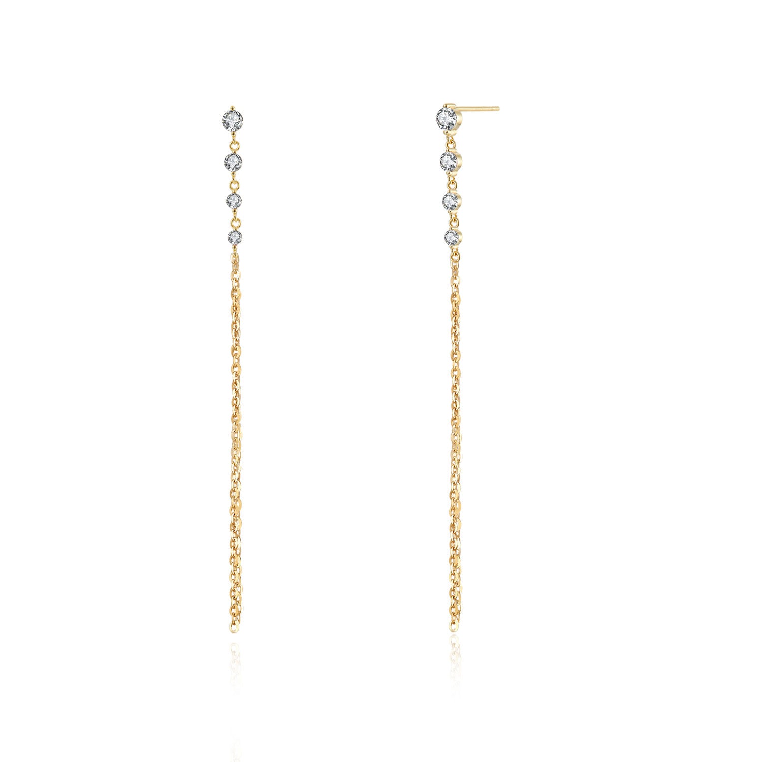 Ruby Chain Earring-Goud/Groen/Zilver/Roze