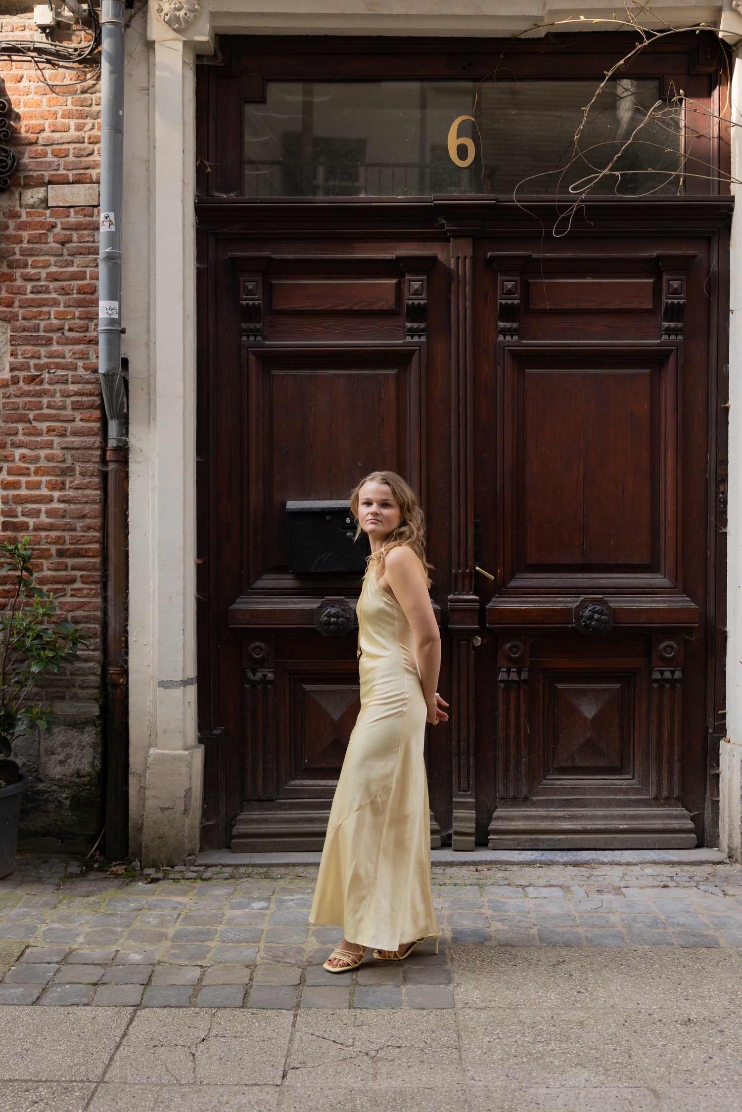 Alice Open Back Dress Butter Yellow