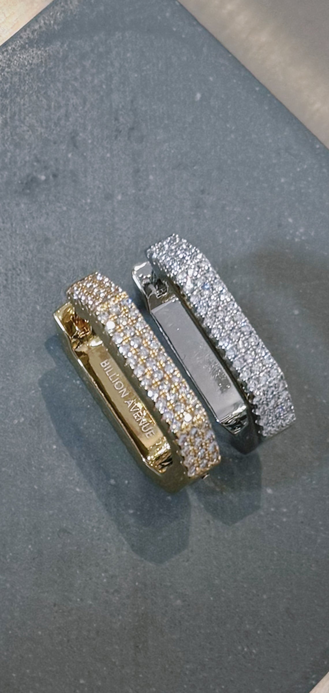 Octa Max Short Diamond Earring-Goud/Zilver