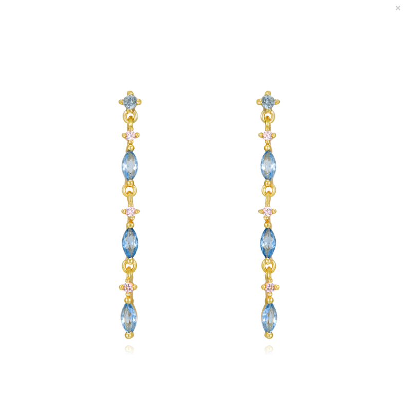 Lina Fine Long Diamond Earring-Goud/Zilver