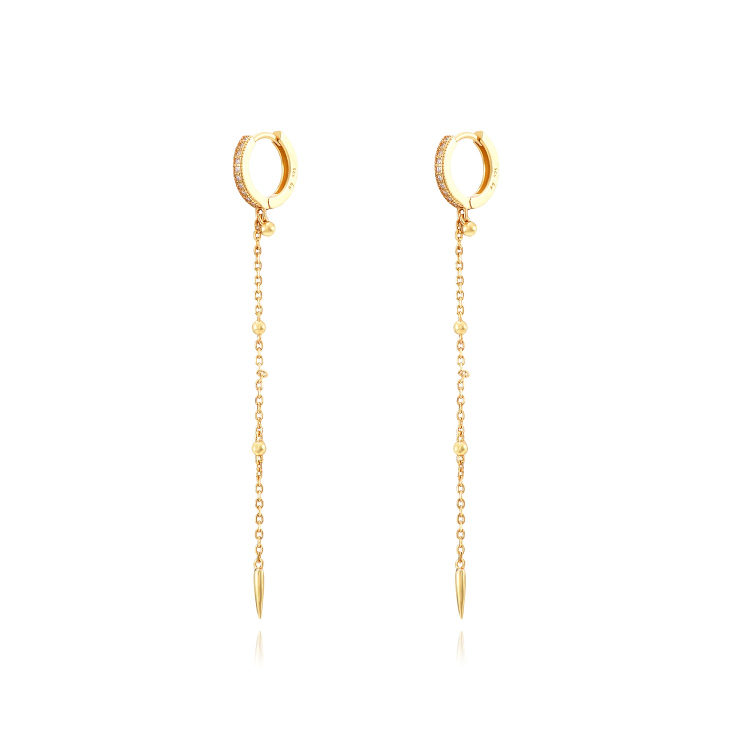 Long Chain Earring-Goud/Zilver