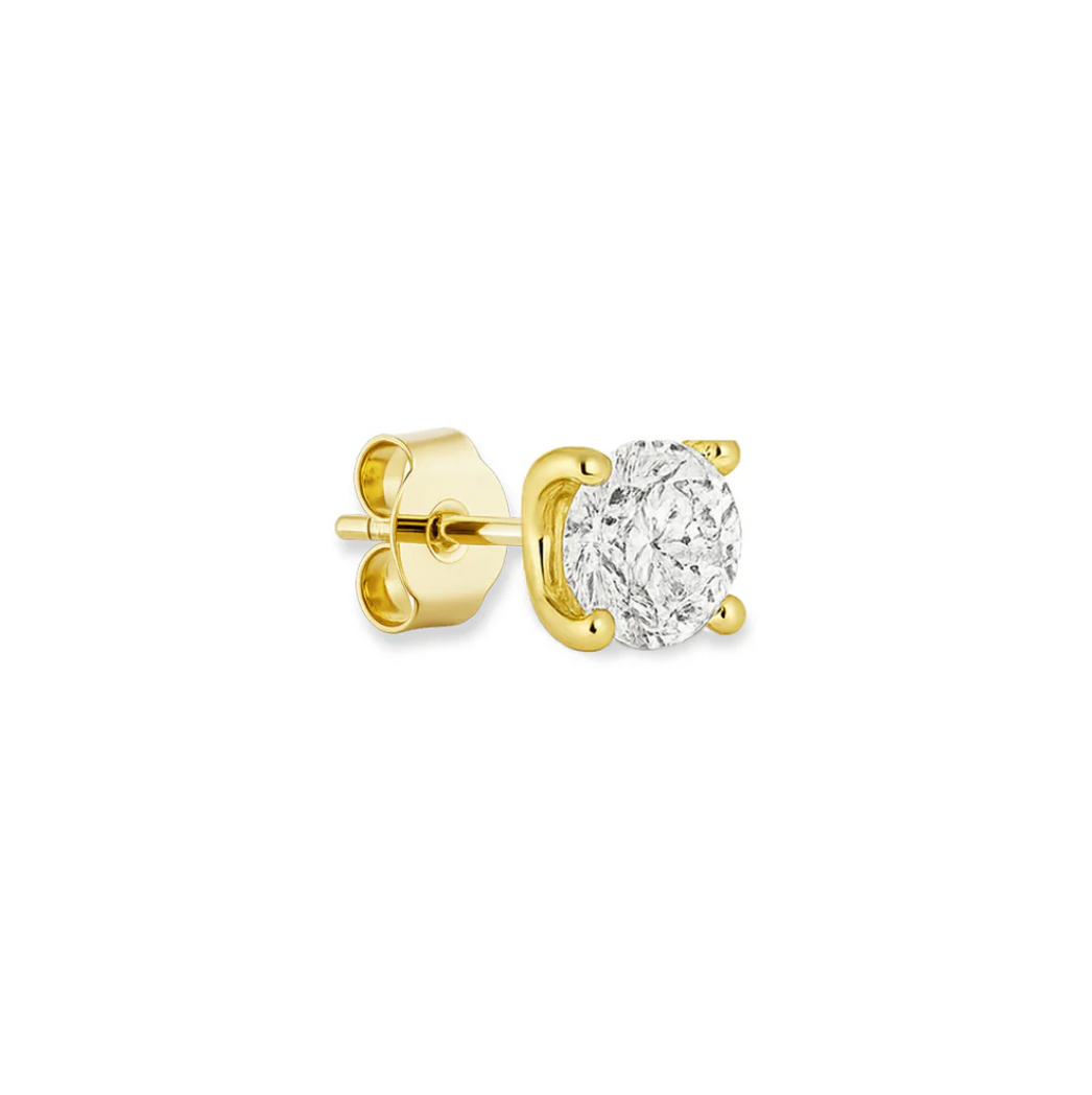 Crystal Diamond Earstud-Goud/Zilver