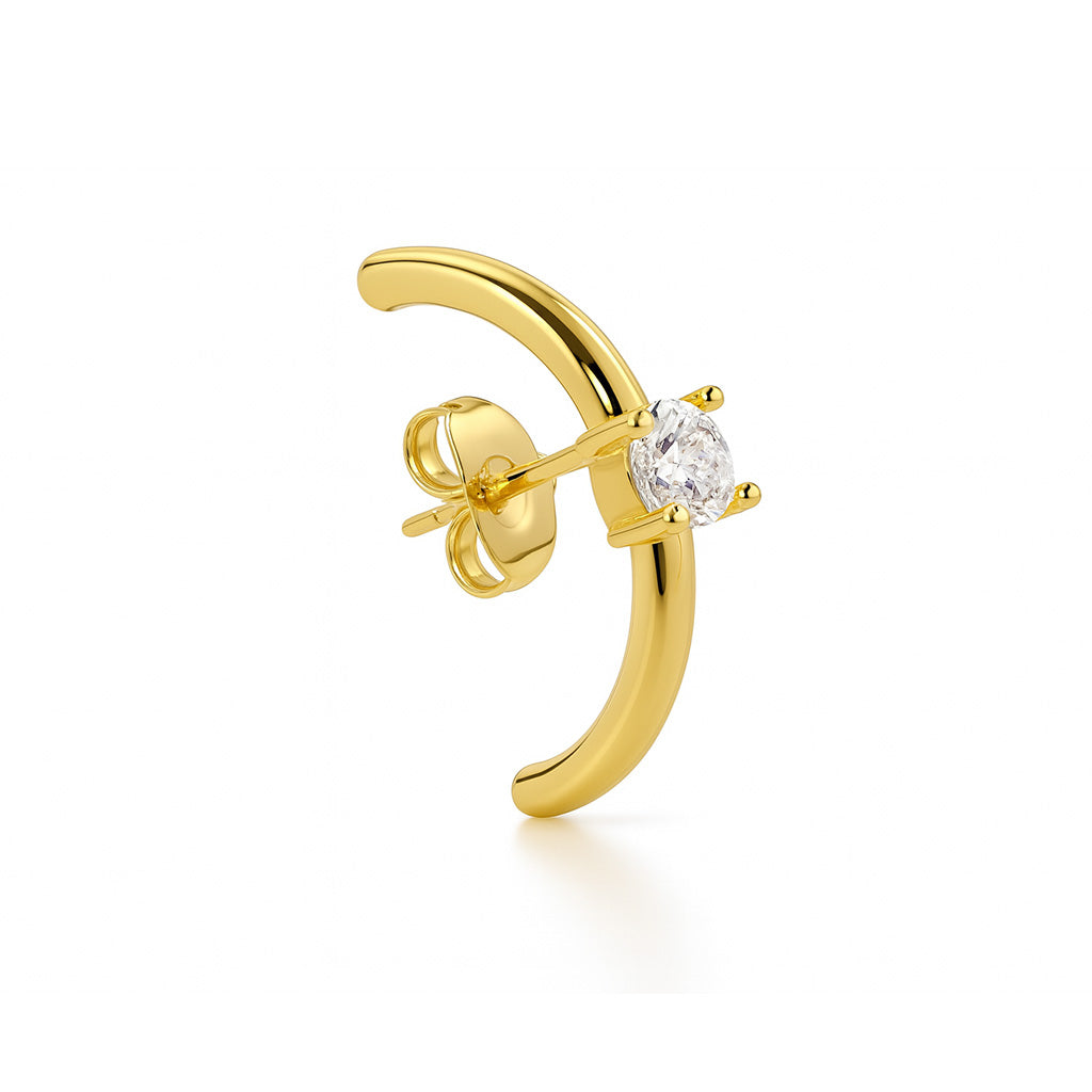 Solitaire Hug Earstud-Goud/Zilver