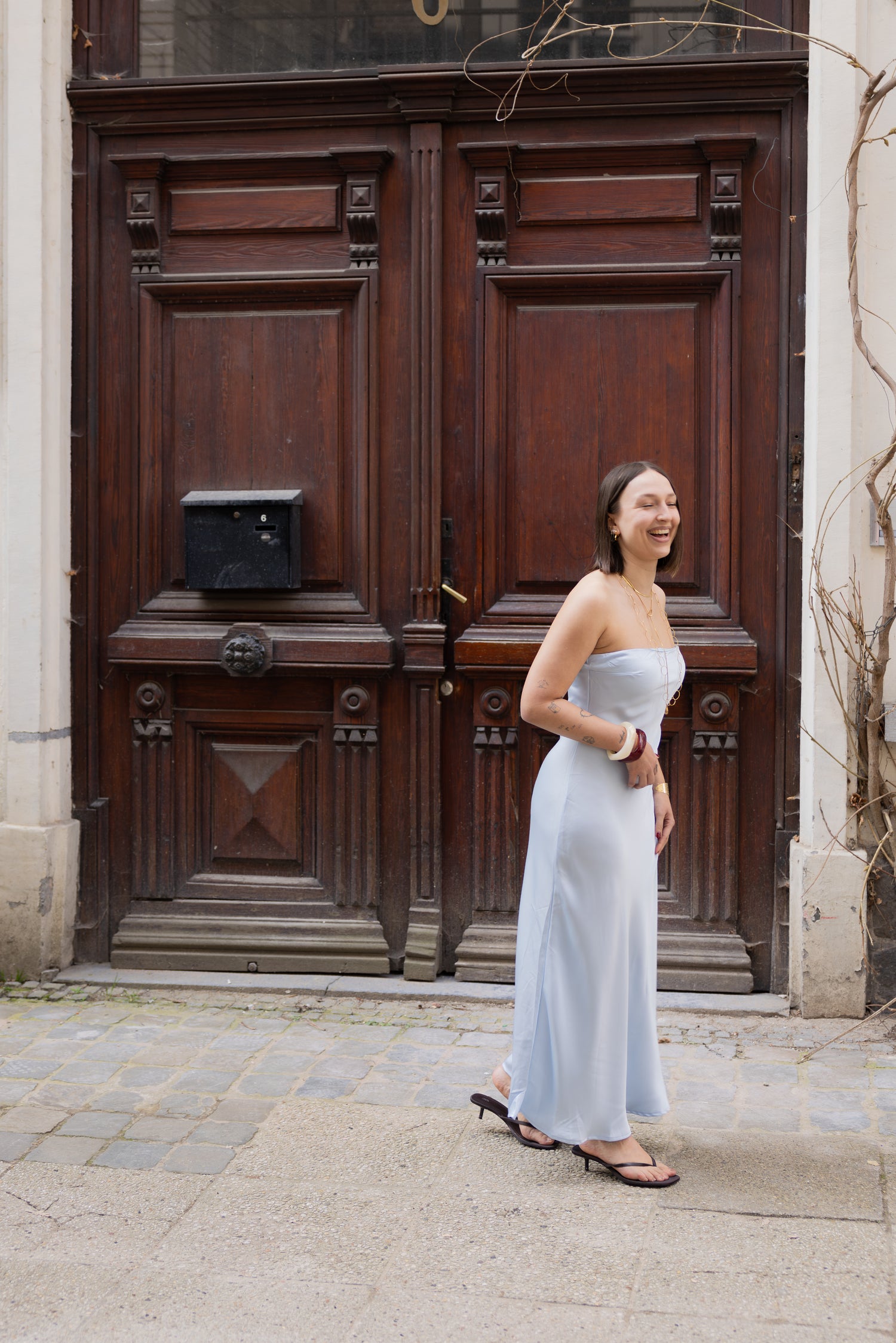 Lieza Off Shoulder Dress Light Blue