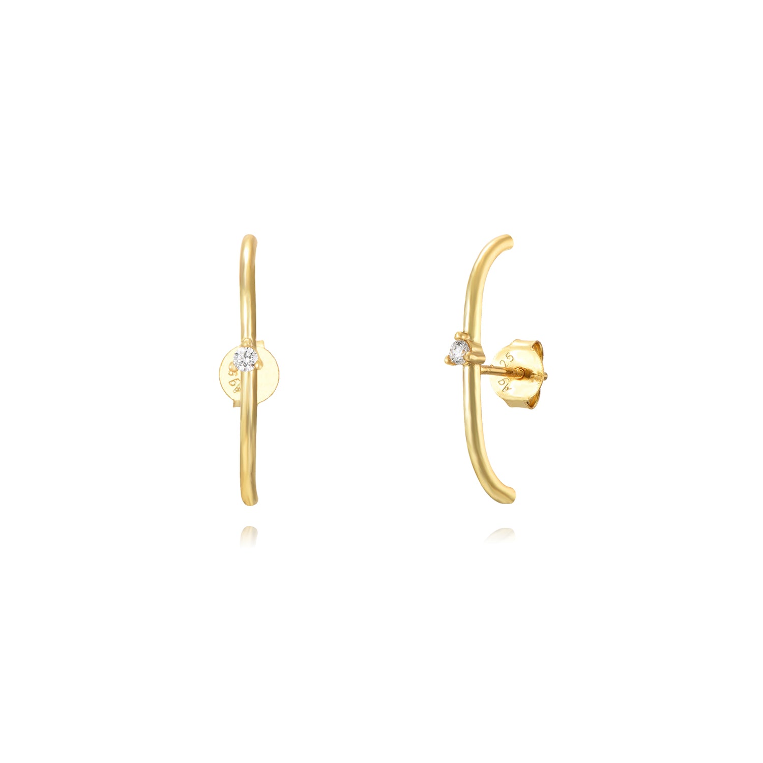Diamond Stone Bar Earring-Goud/Zilver